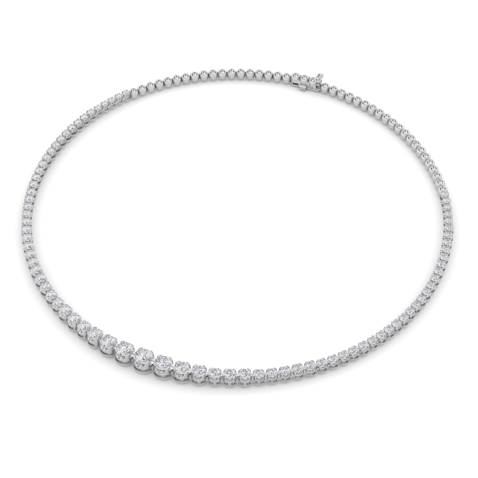 7 Ct Round (F/VS) Lab Grown Diamond Prong 14K White Gold Graduating Half Riviera Tennis Necklace