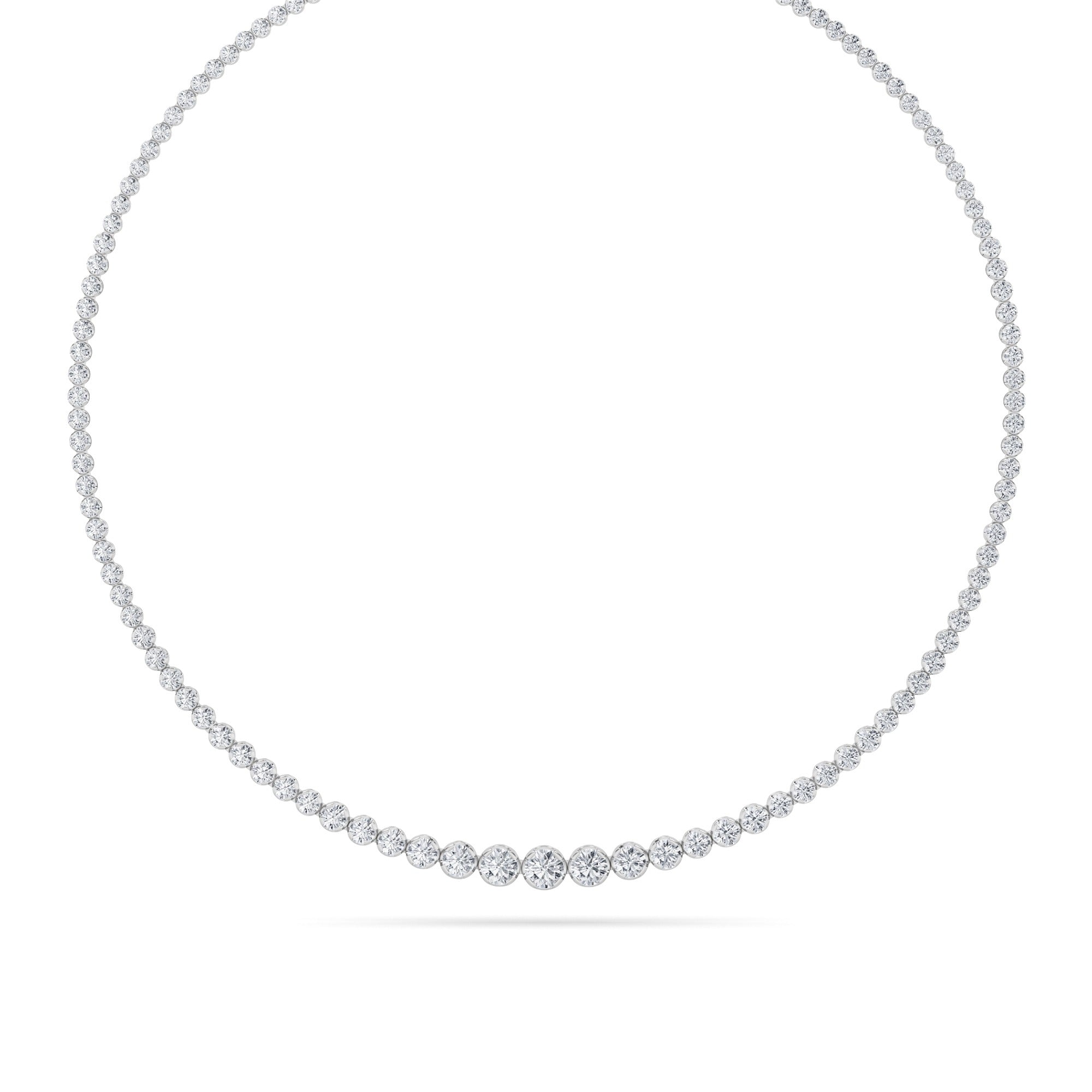 Round (F/VS) Lab Grown Diamond Prong 14K White Gold Graduating Full Riviera Tennis Necklace