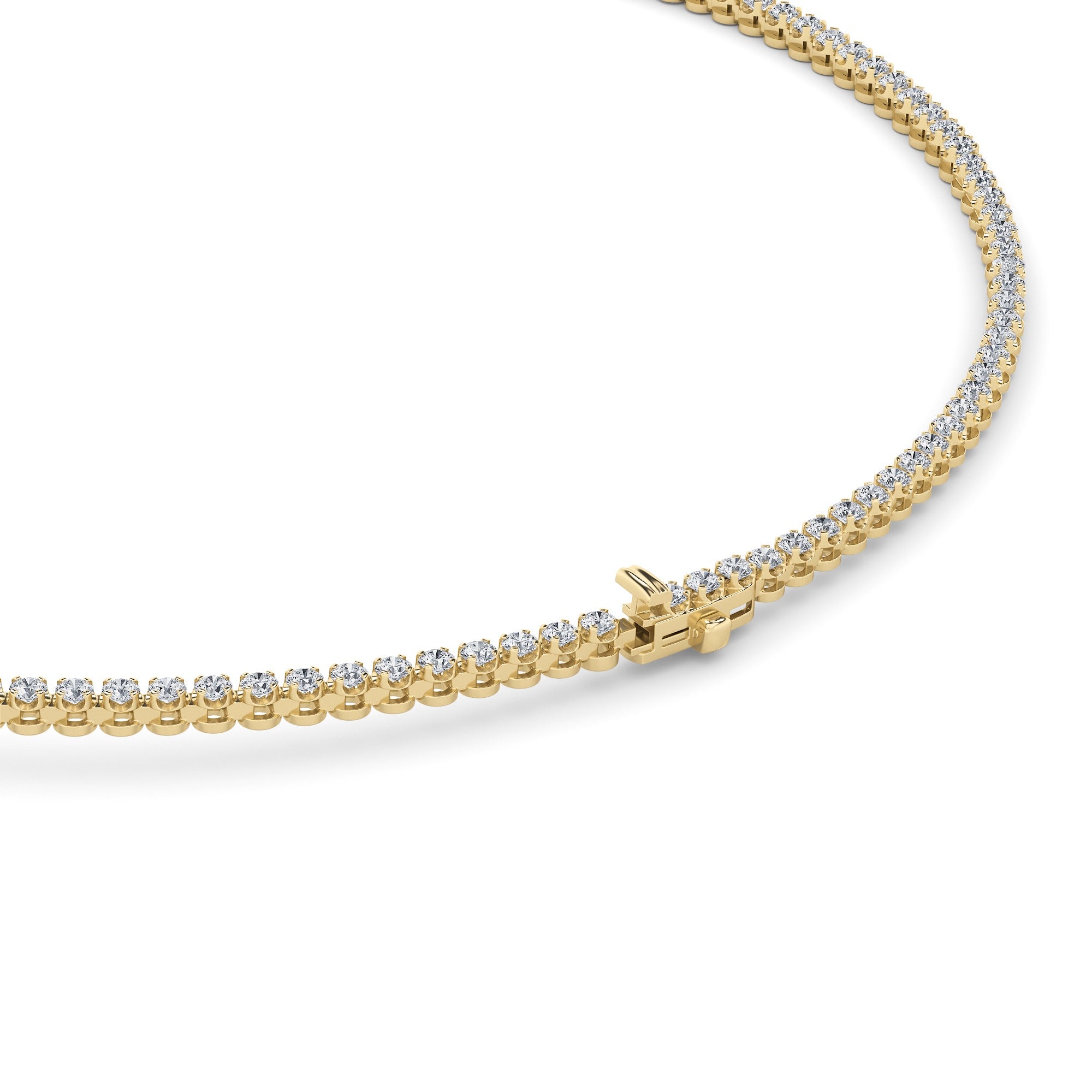 Round (F/VS) Lab Grown Diamond Prong 14K Yellow Gold Graduating Full Riviera Tennis Necklace