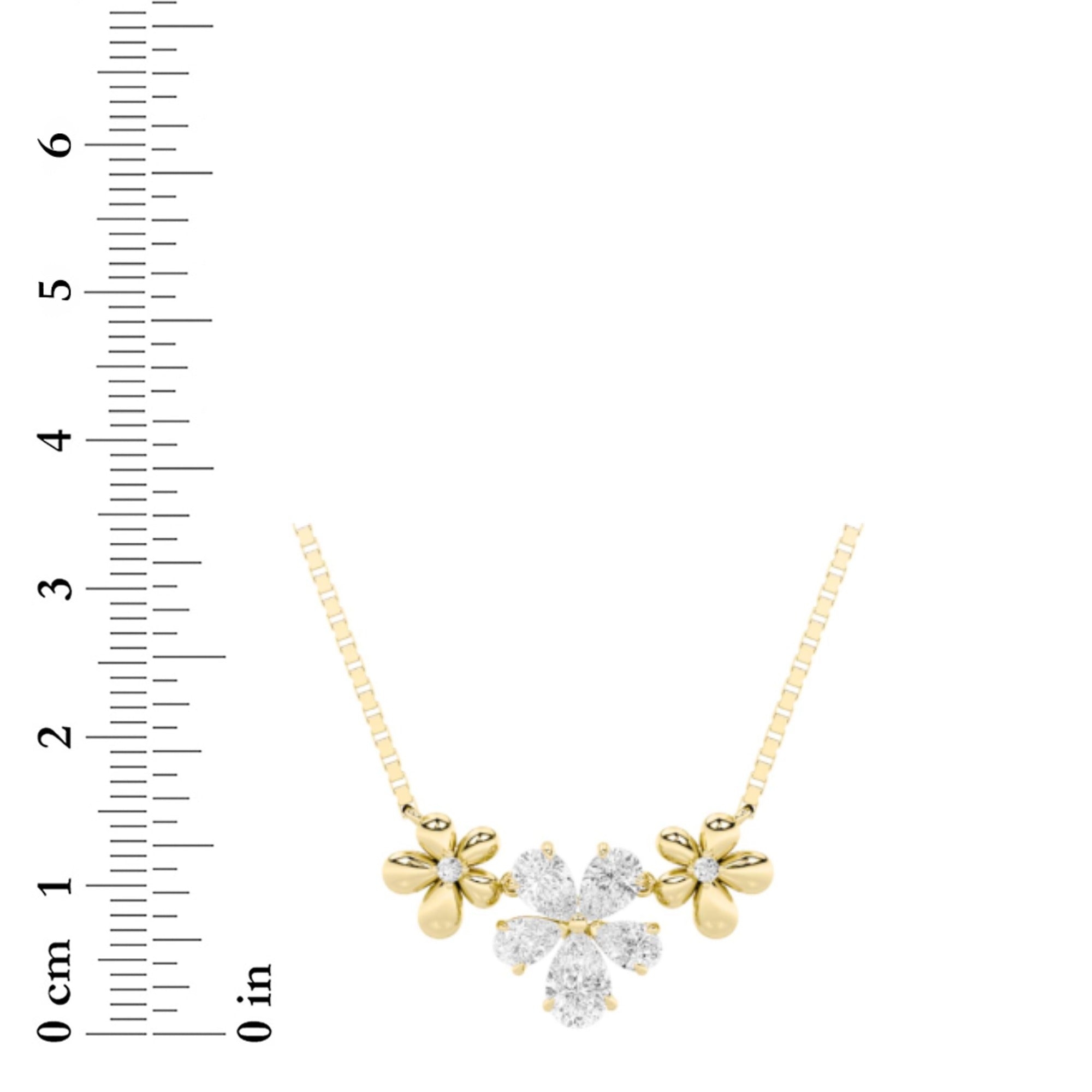 2.0 Ct Pear (F/VS) Lab Grown Diamond Prong 10K Yellow Gold Fancy Floral Pendant Necklace
