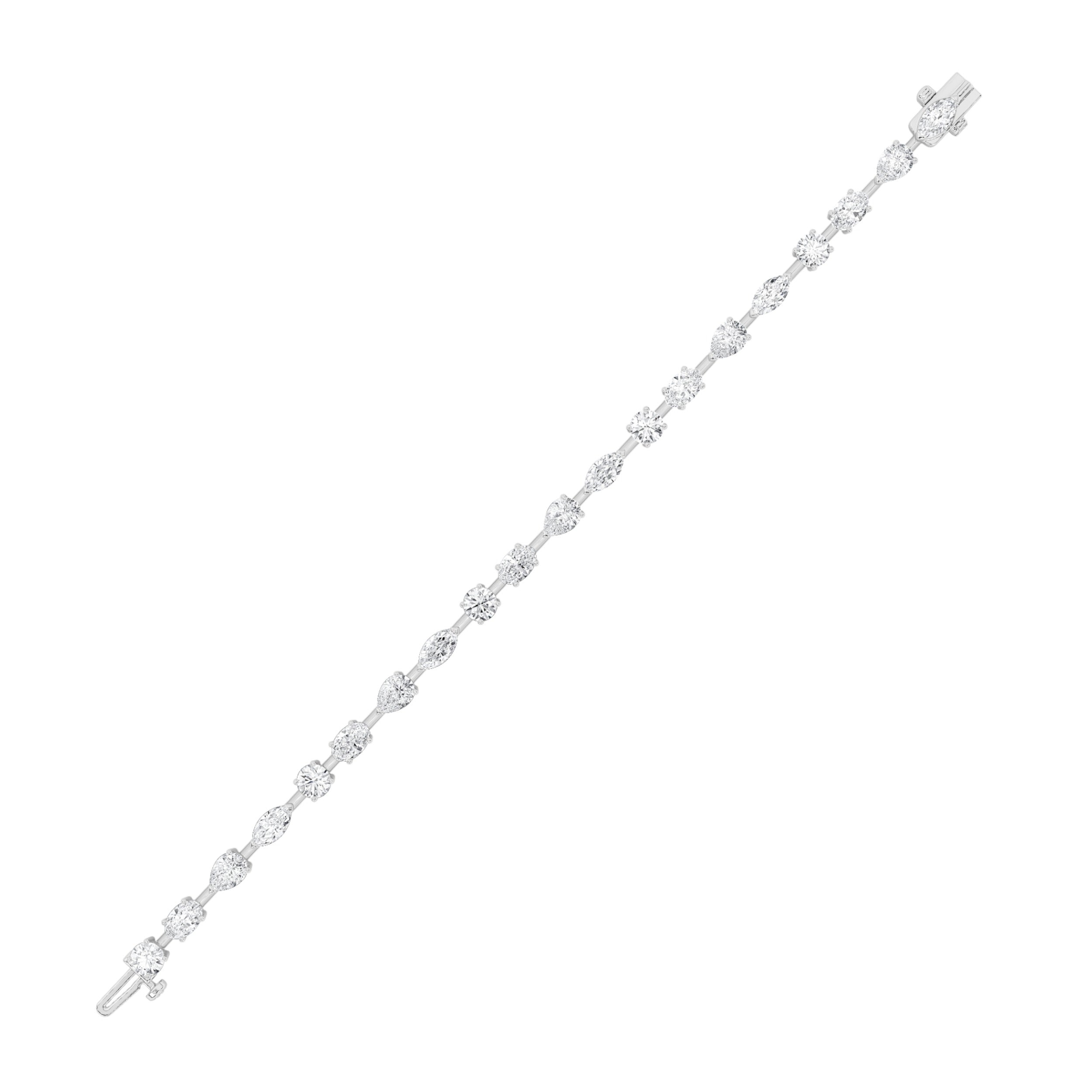 Mix Shaped Lab Grown Diamond East & West Bracelet in 14K Gold (F/VS)