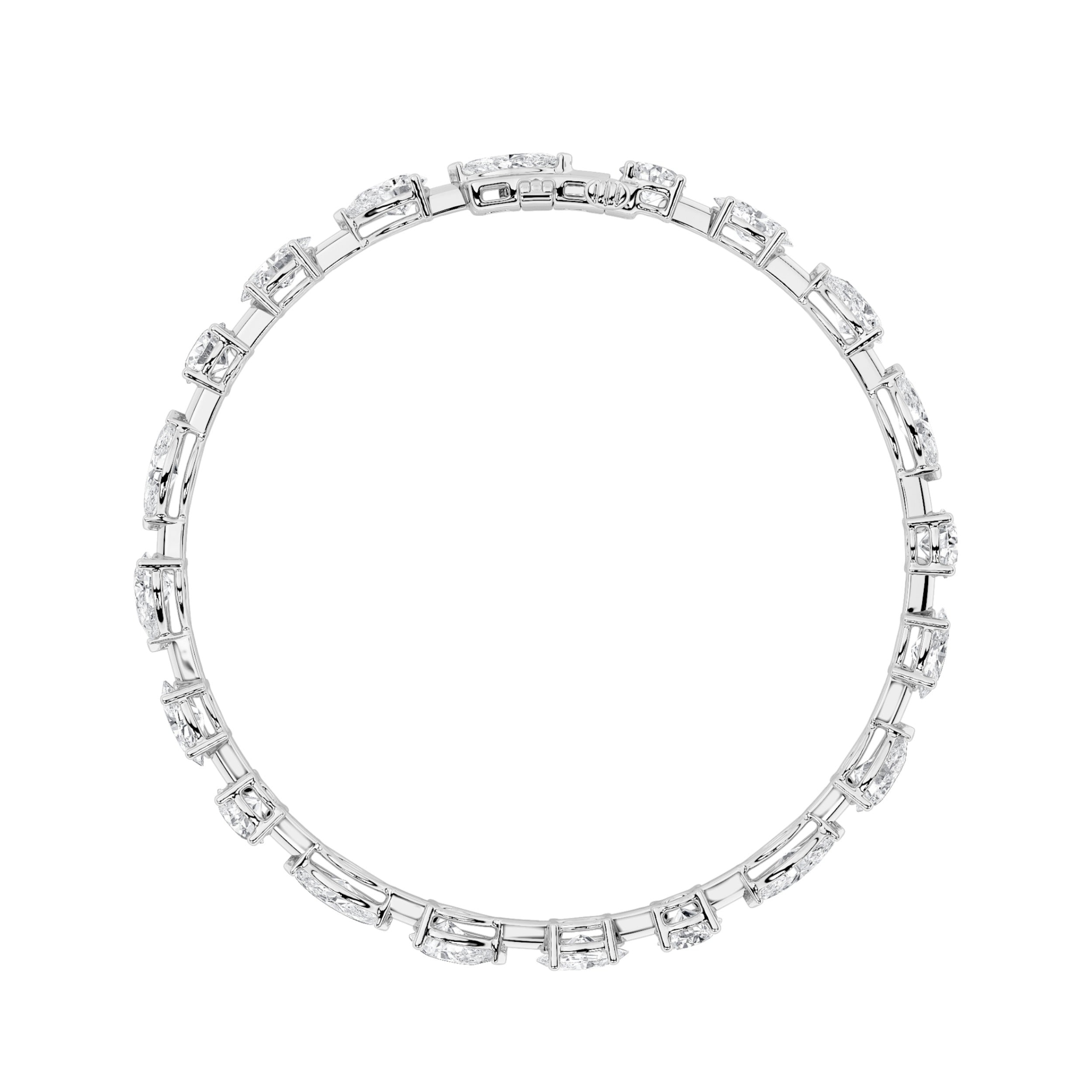 Mix Shaped Lab Grown Diamond East & West Bracelet in 14K Gold (F/VS)