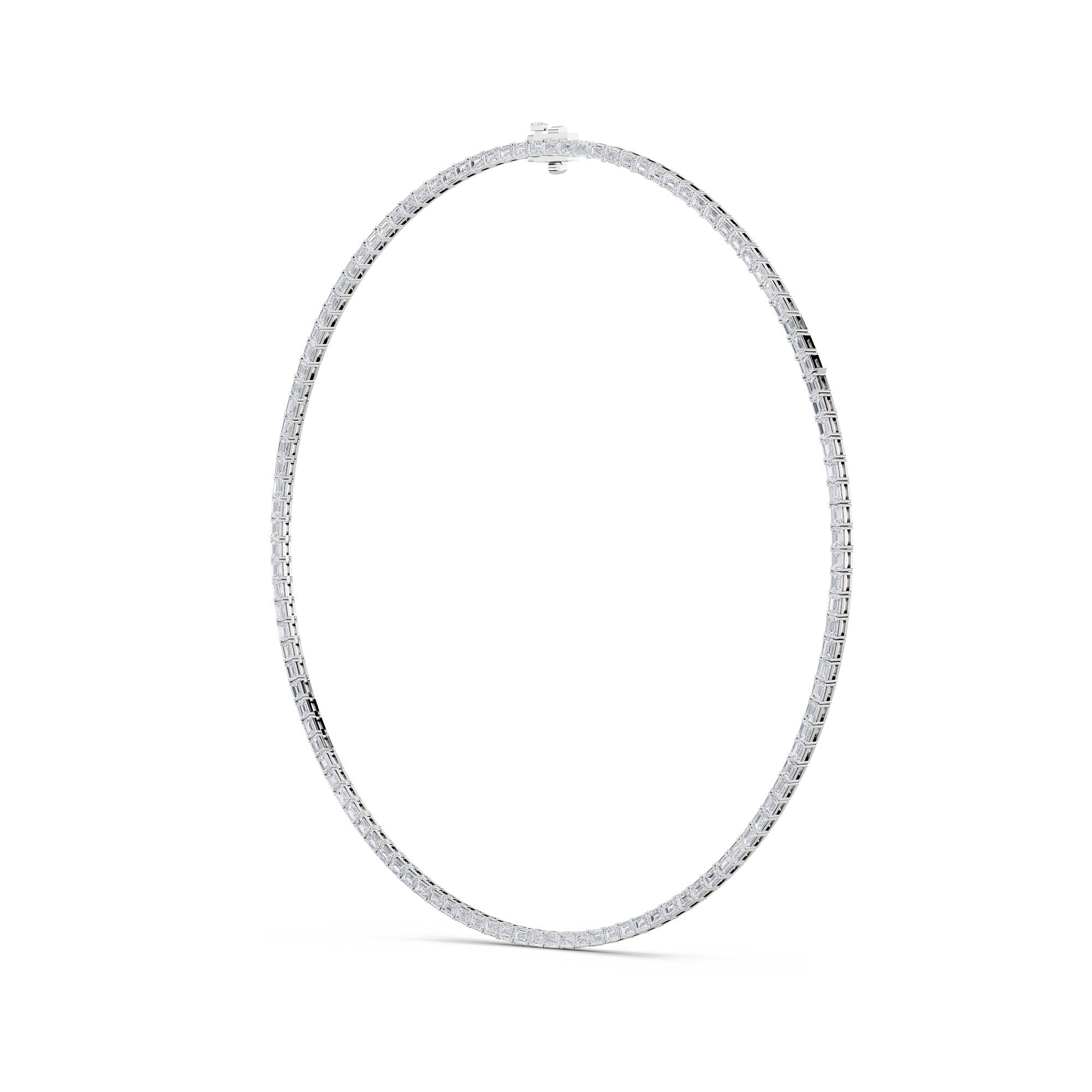 Emerald (F/VS) Lab Grown Diamond Prong 14K White Gold Classic Eternity Tennis Necklace