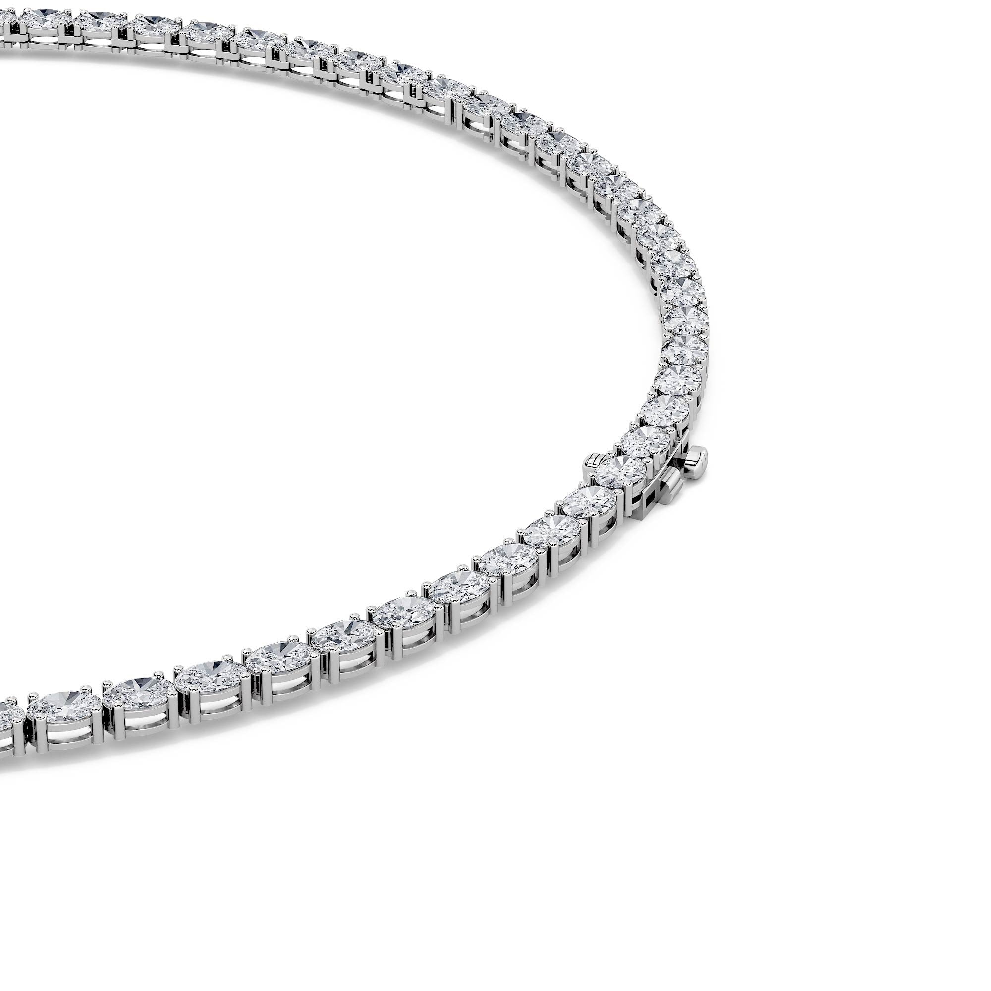 Oval (F/VS) Lab Grown Diamond Prong 14K White Gold Classic Eternity Tennis Necklace