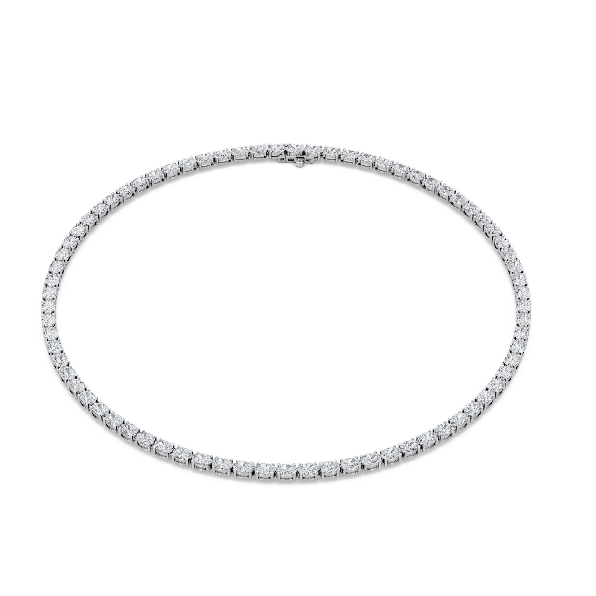 Oval (F/VS) Lab Grown Diamond Prong 14K White Gold Classic Eternity Tennis Necklace