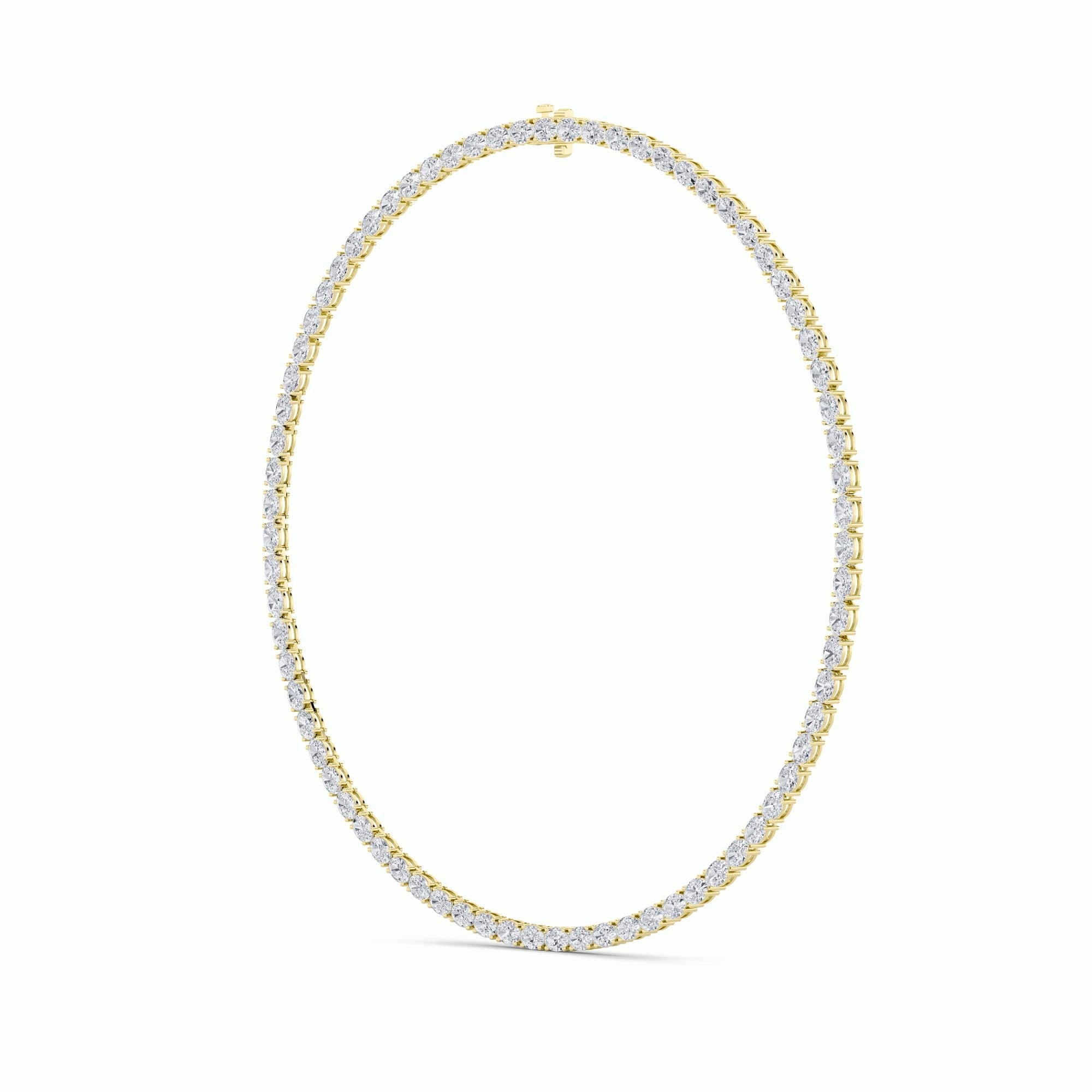 Oval (F/VS) Lab Grown Diamond Prong 14K Yellow Gold Classic Eternity Tennis Necklace
