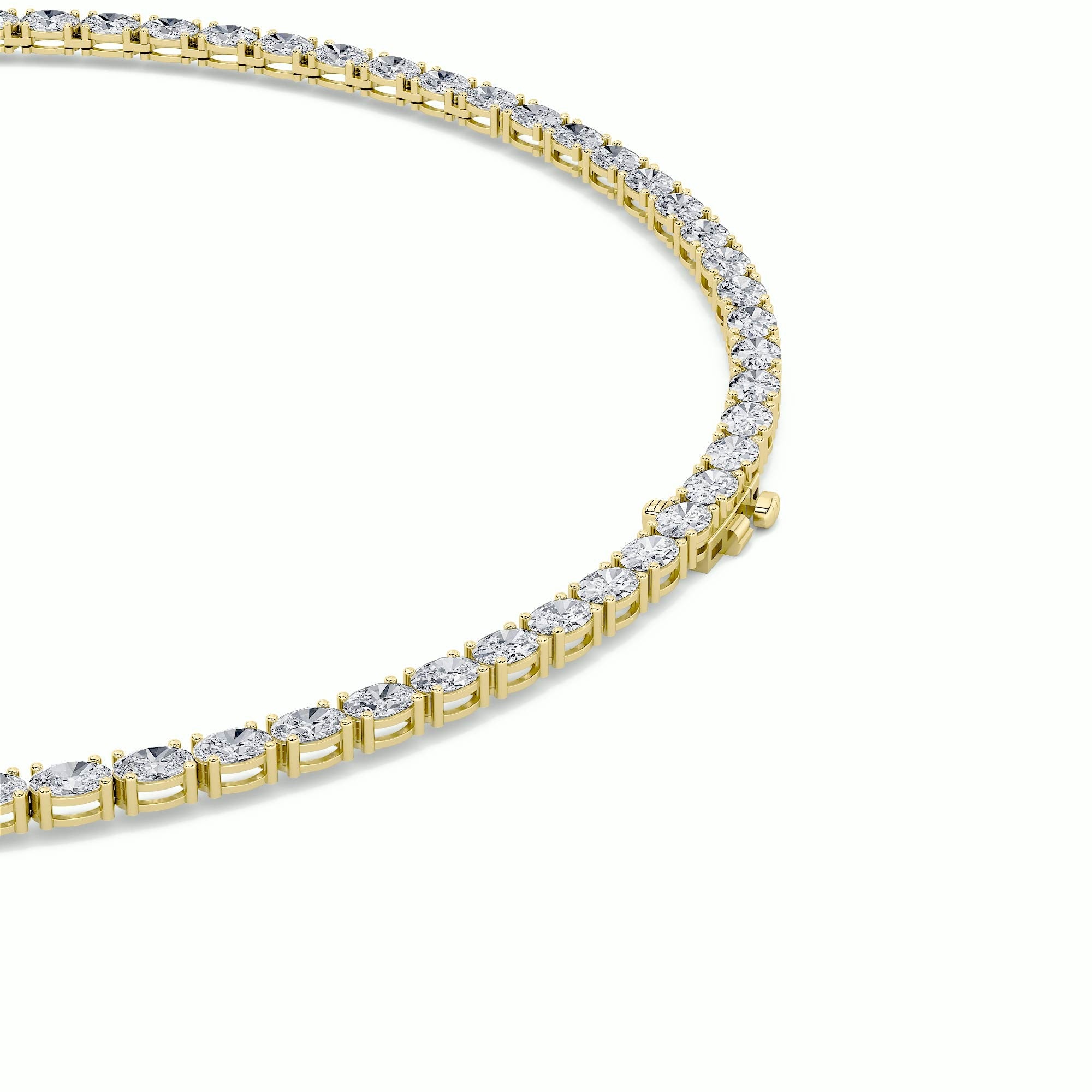 Oval (F/VS) Lab Grown Diamond Prong 14K Yellow Gold Classic Eternity Tennis Necklace