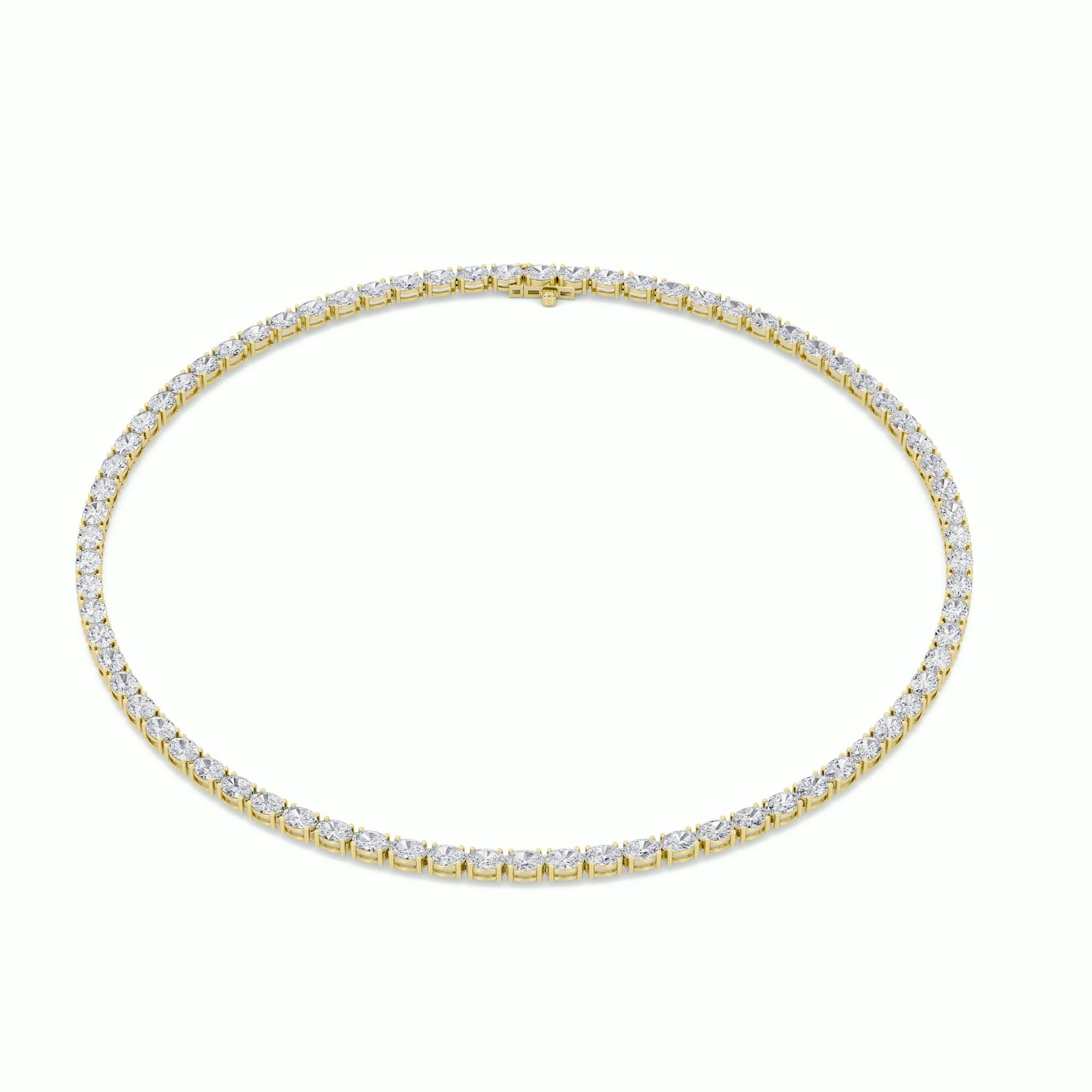Oval (F/VS) Lab Grown Diamond Prong 14K Yellow Gold Classic Eternity Tennis Necklace