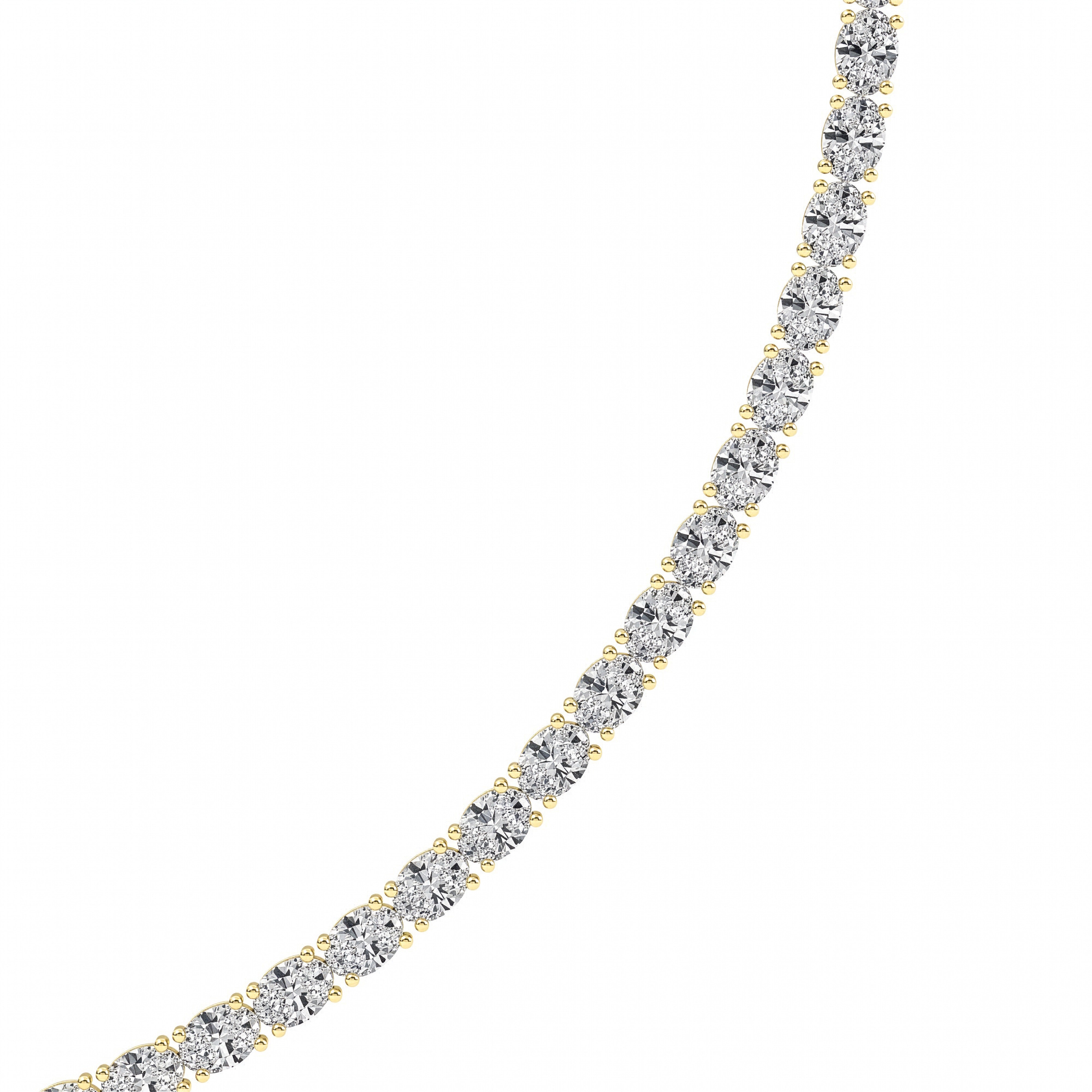 Oval (F/VS) Lab Grown Diamond Prong 14K Yellow Gold Classic Eternity Tennis Necklace