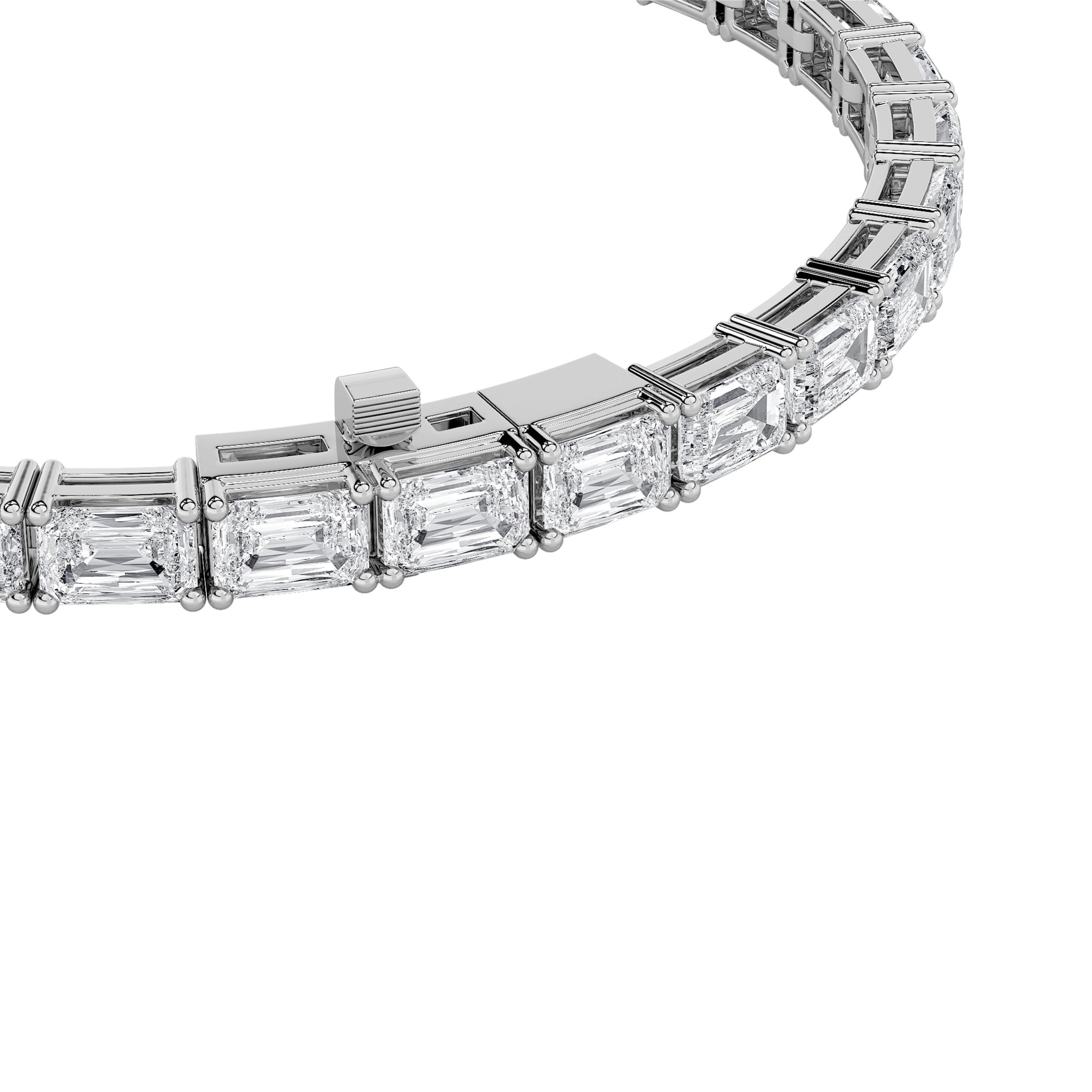 Emerald Shaped Lab Grown Diamond East & West Bracelet in 14K Gold (F/VS)
