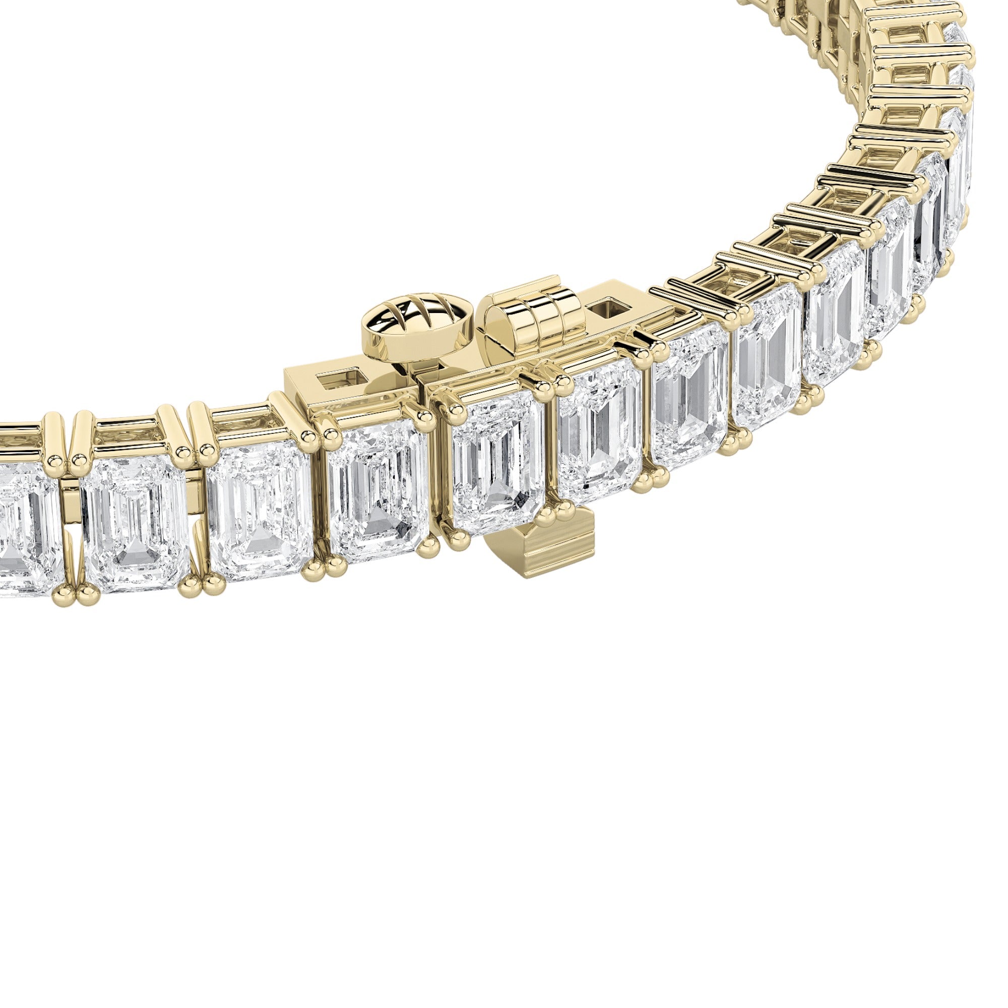 Emerald Shaped Lab Grown Diamond (F/VS) Bracelet in 14K Gold