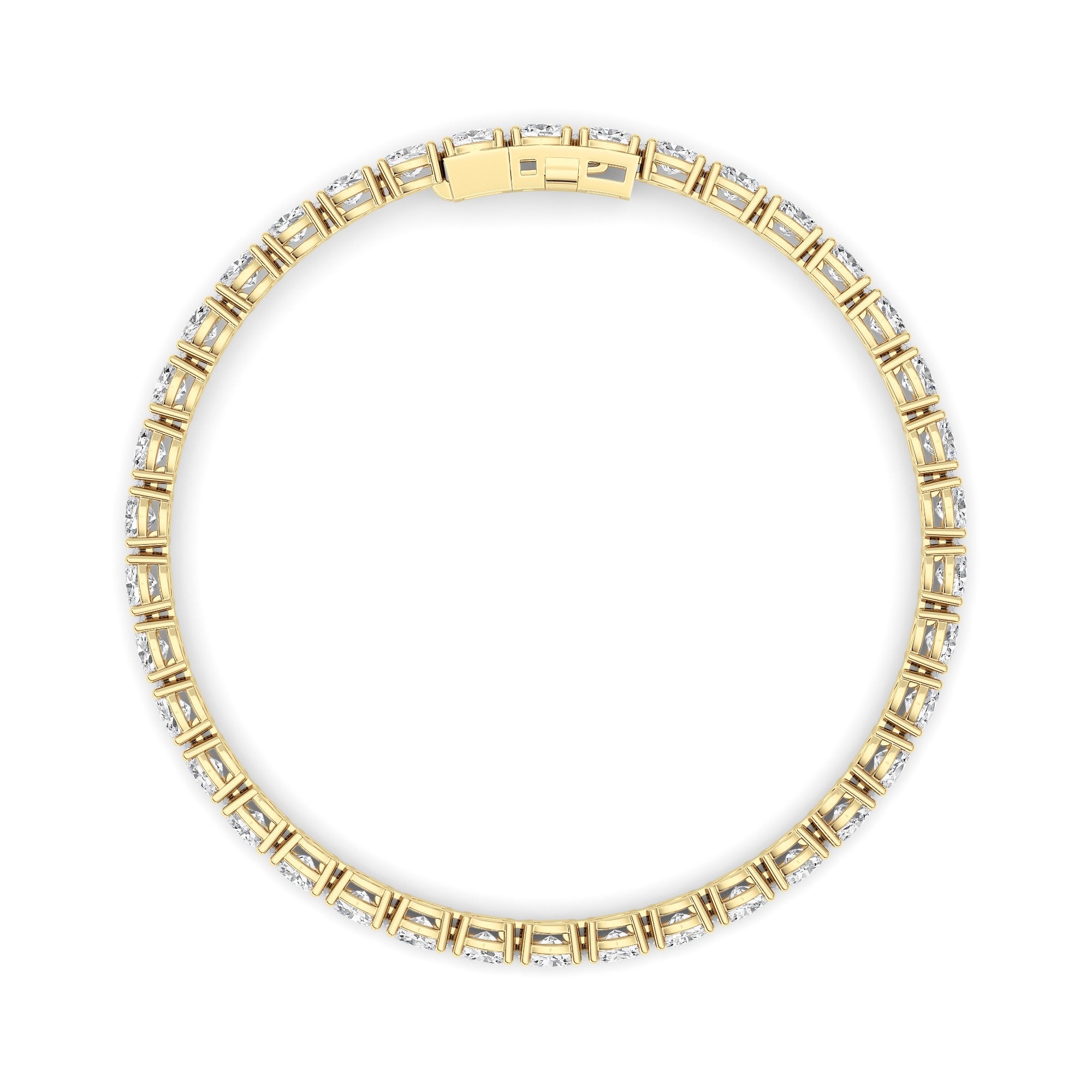 Oval (F/VS) Lab Grown Diamond Prong 14K Yellow Gold Classic Line Tennis Bracelet