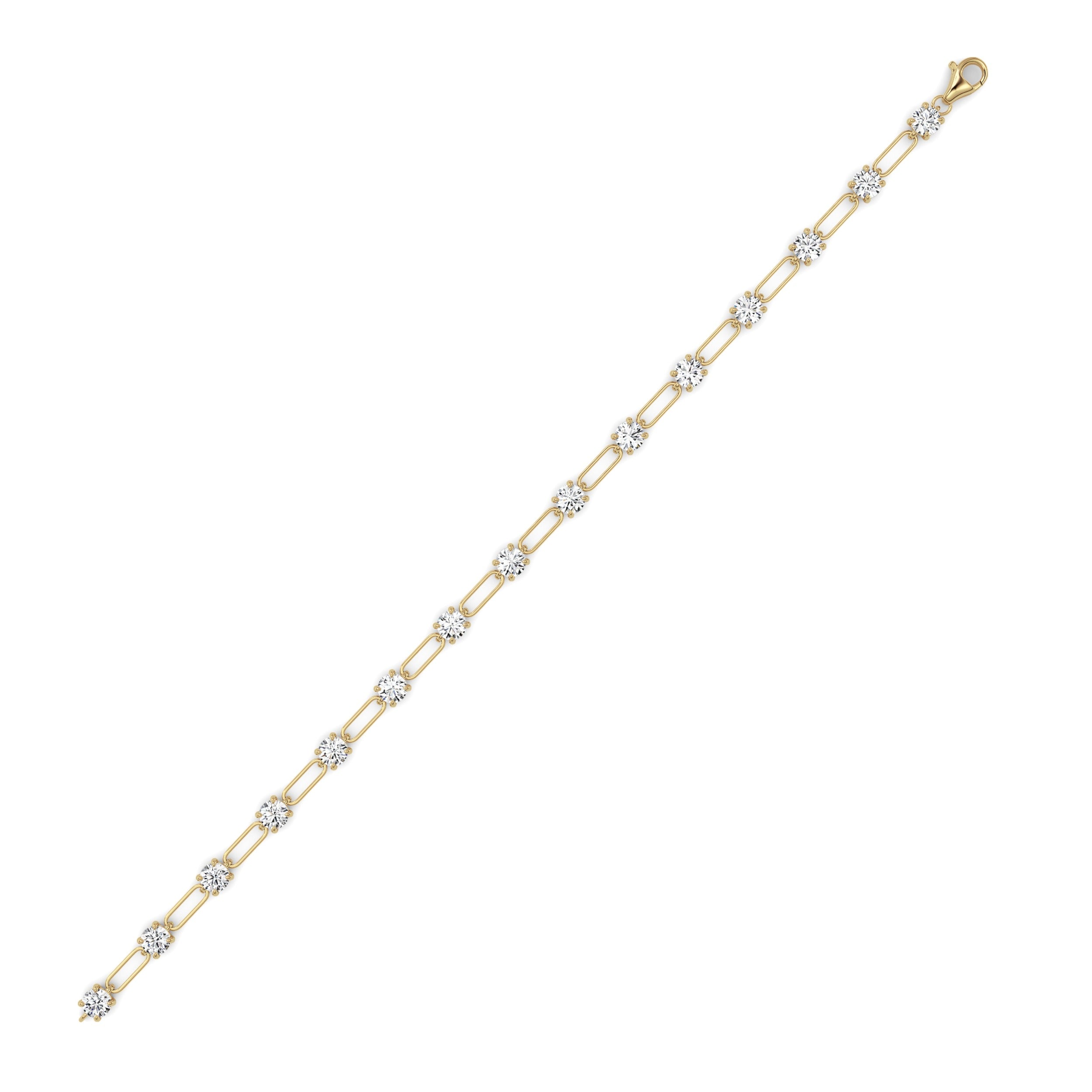 3Cttw Round Shaped Lab Grown Diamond (F/VS) Station Bracelet in 14K Gold