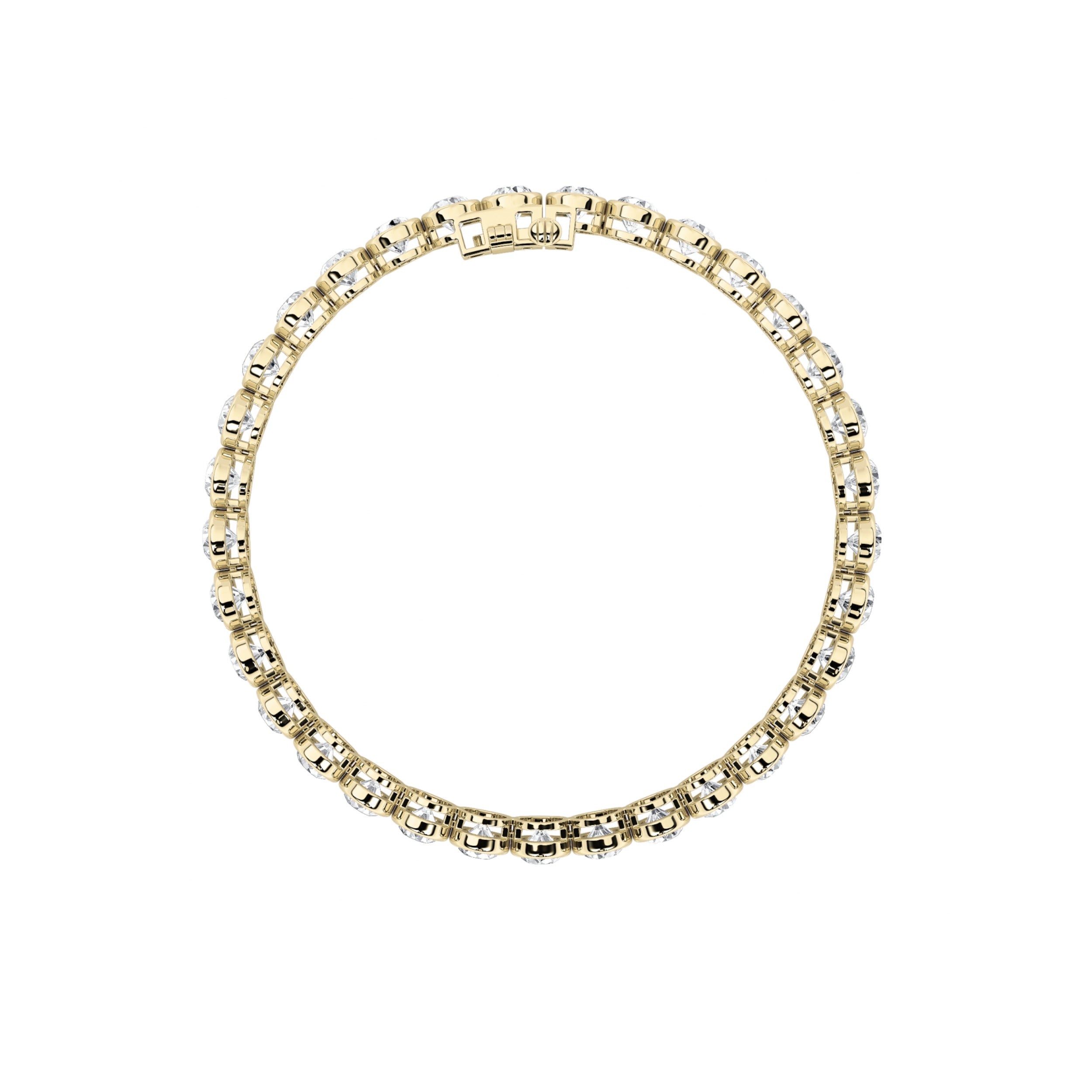 Round Shaped Lab Grown Diamond (F/VS) EastWest Bezel Set Bracelet in 14K Gold