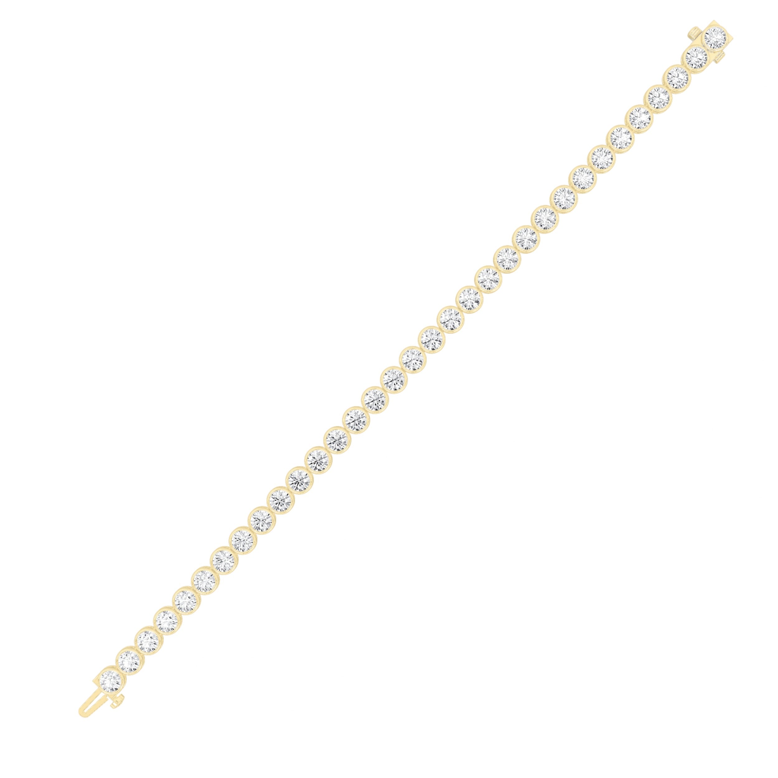 Round Shaped Lab Grown Diamond (F/VS) EastWest Bezel Set Bracelet in 14K Gold