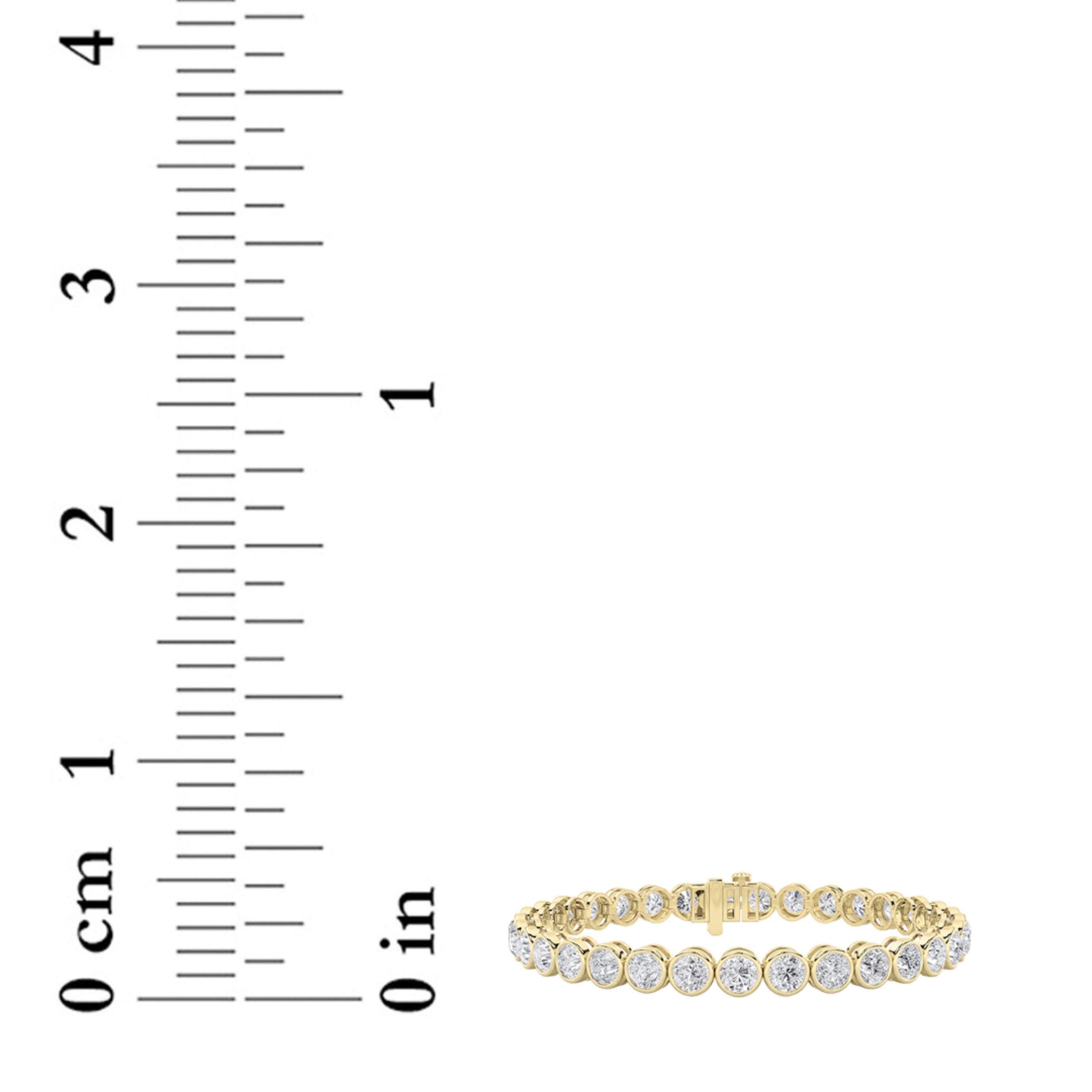 Round Shaped Lab Grown Diamond (F/VS) EastWest Bezel Set Bracelet in 14K Gold
