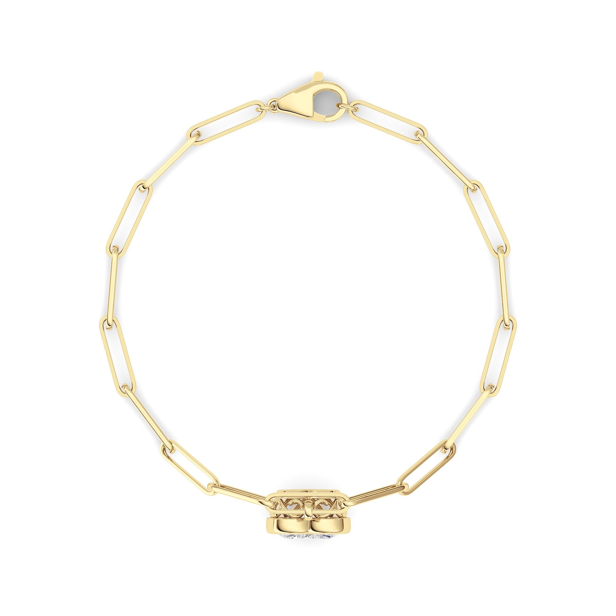 3Cttw Heart Lab Grown Diamond (F/VS ) Bezel Set Bracelet in 14K Gold