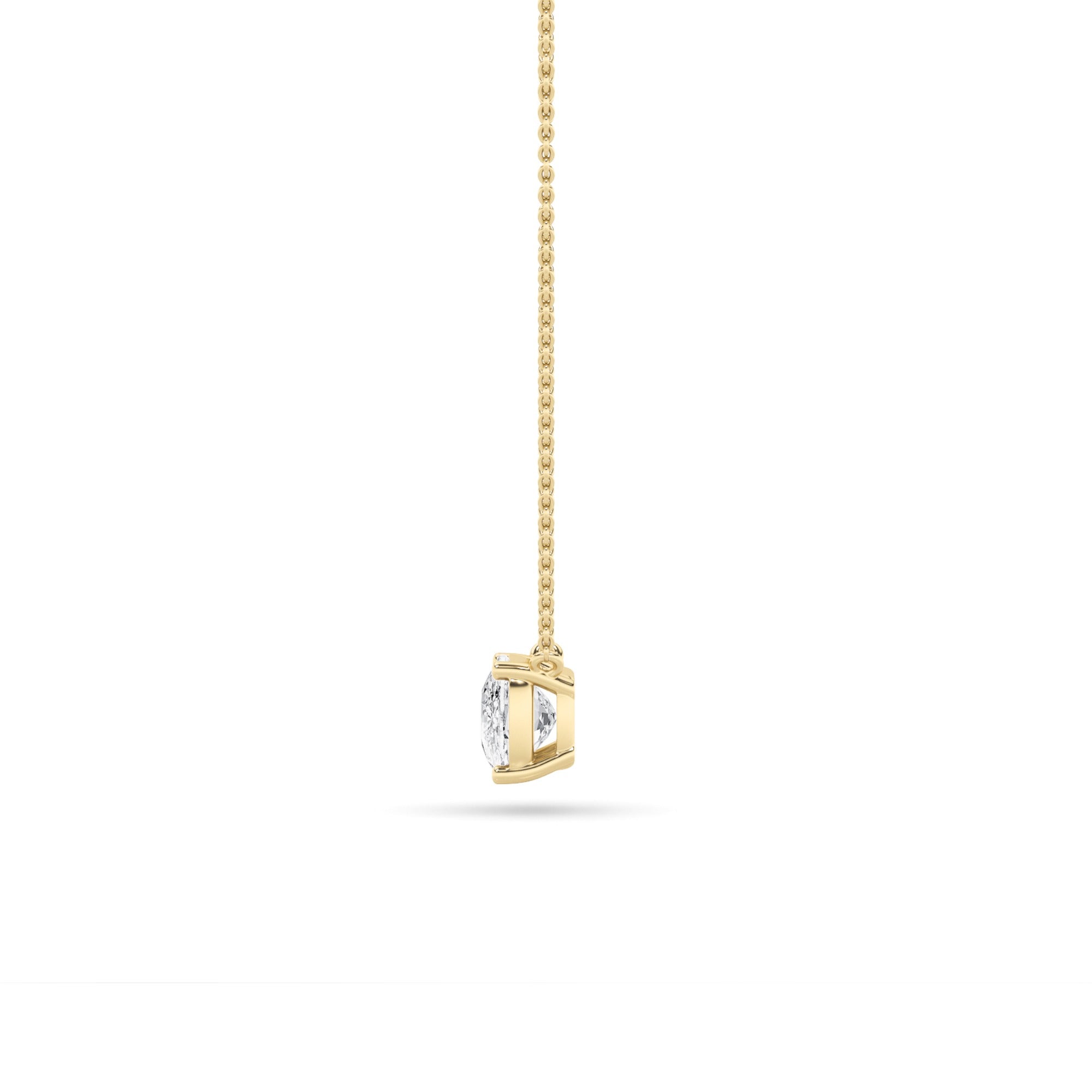 Elongated Cushion (F/VS) Lab Grown Diamond Prong 14K Yellow Gold East West Solitaire Pendant Necklace