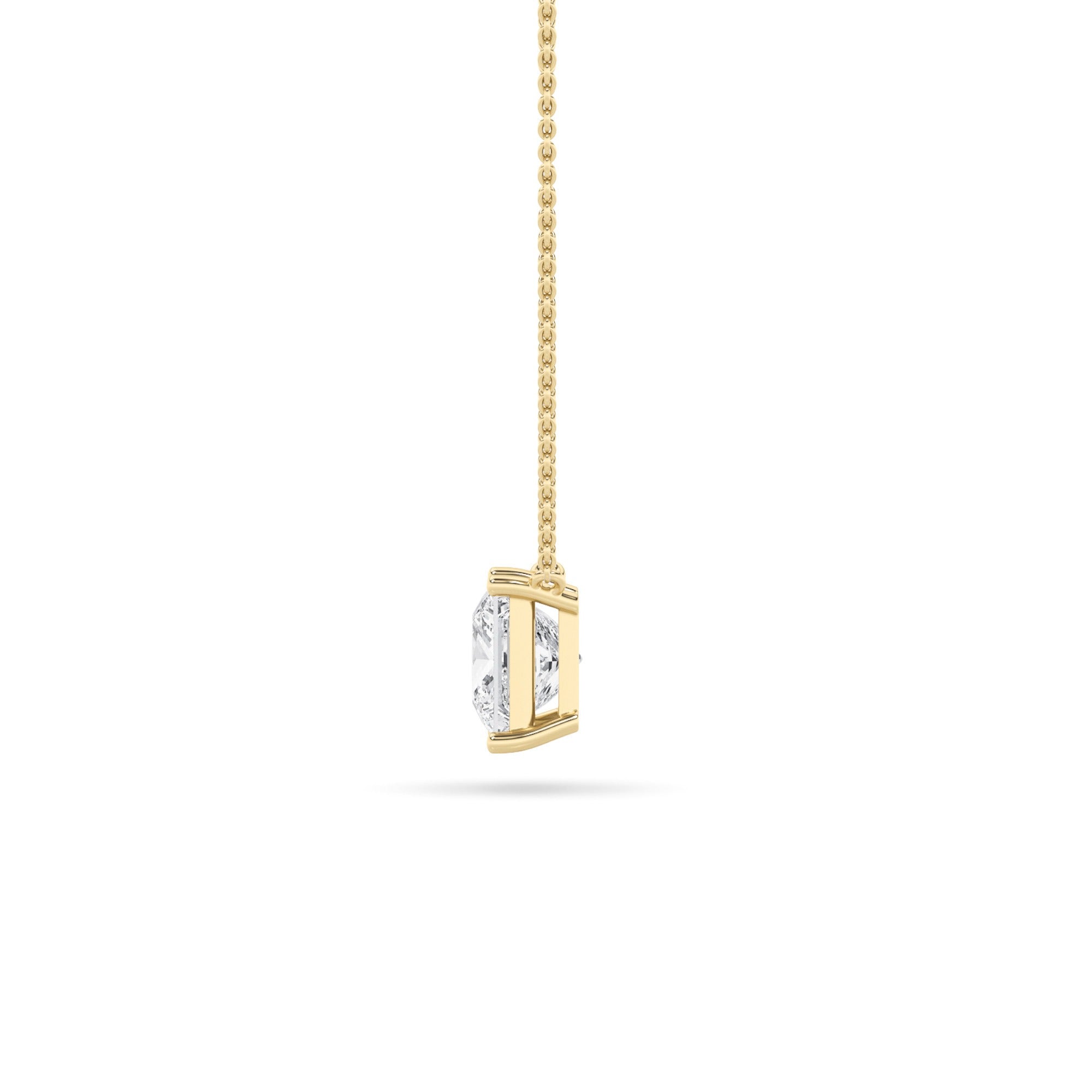 Princess (F/VS) Lab Grown Diamond Prong 14K Yellow Gold Classic Solitaire Pendant Necklace