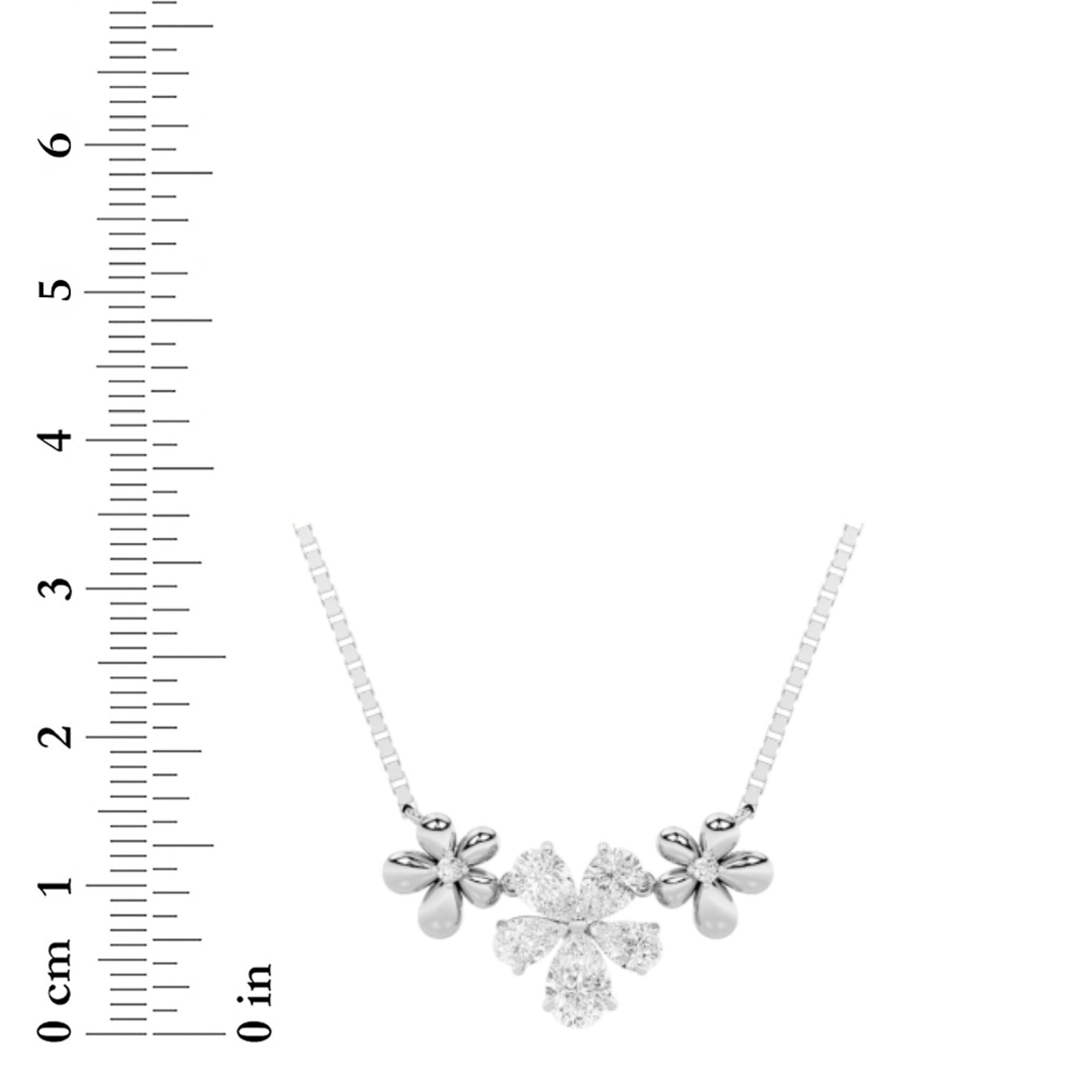 2.0 Ct Pear (F/VS) Lab Grown Diamond Prong 10K White Gold Fancy Floral Pendant Necklace