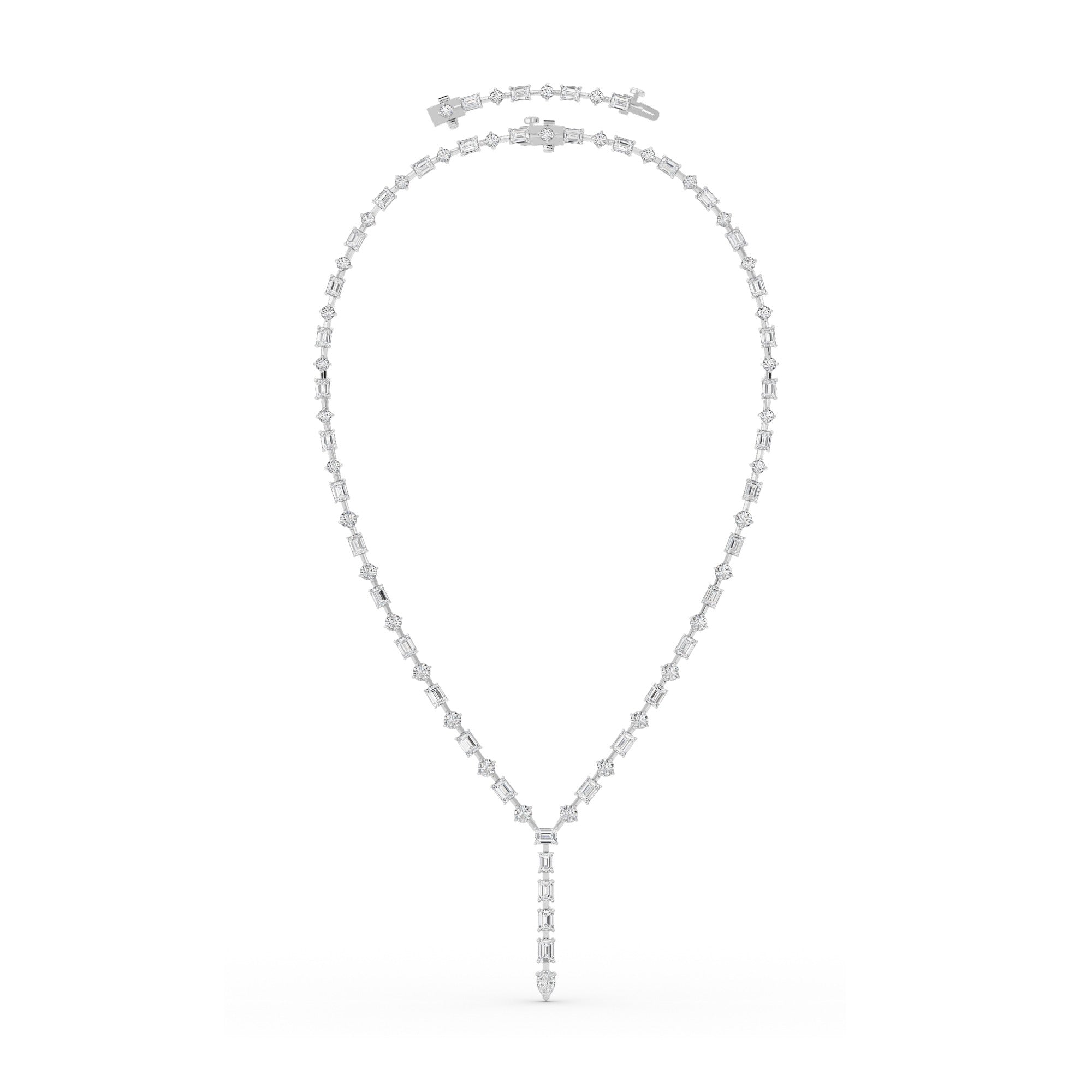 20.0 Ct Multi-Shape (F/VS) Lab Grown Diamond Prong 14K White Gold Classic Eternity Tennis Necklace
