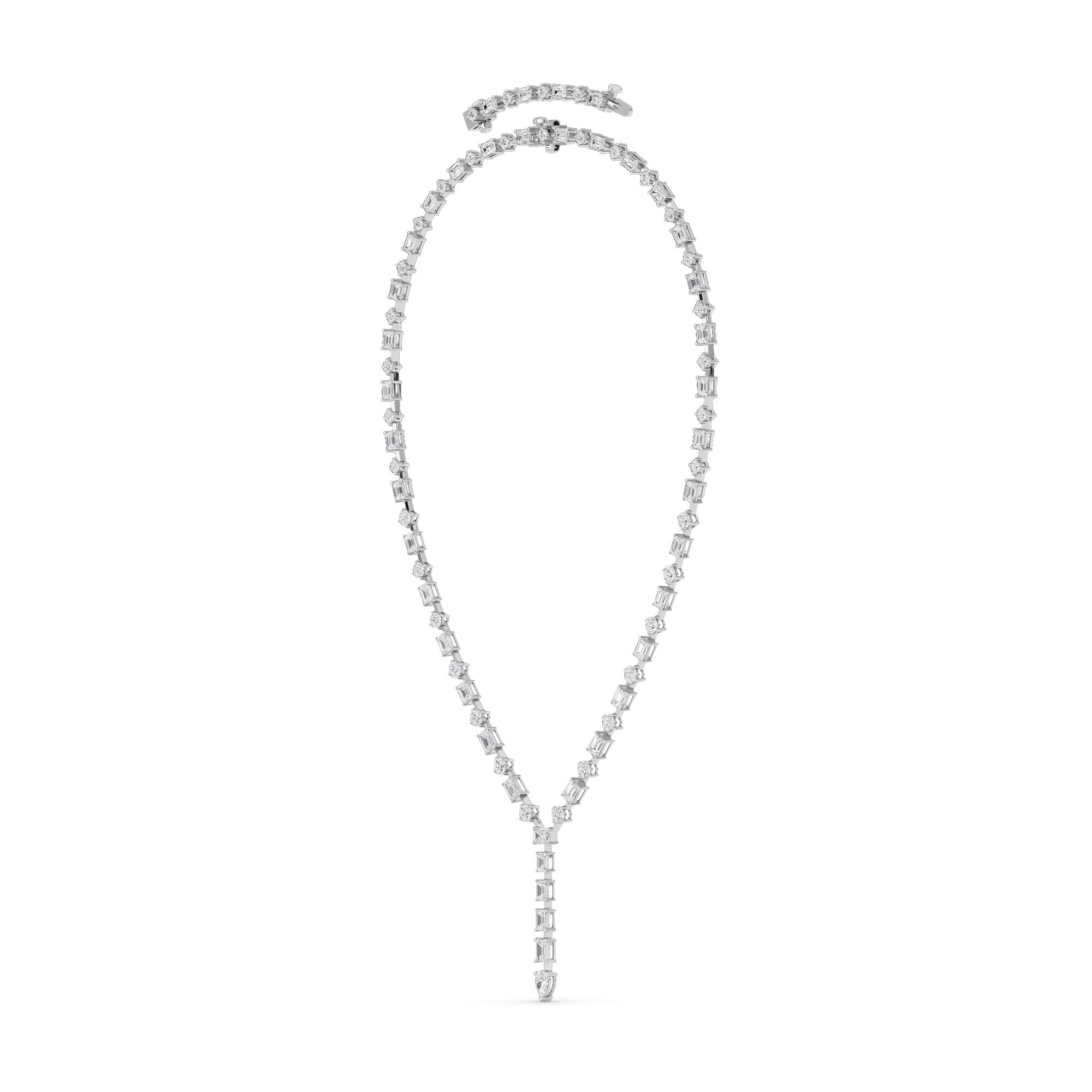 20.0 Ct Multi-Shape (F/VS) Lab Grown Diamond Prong 14K White Gold Classic Eternity Tennis Necklace