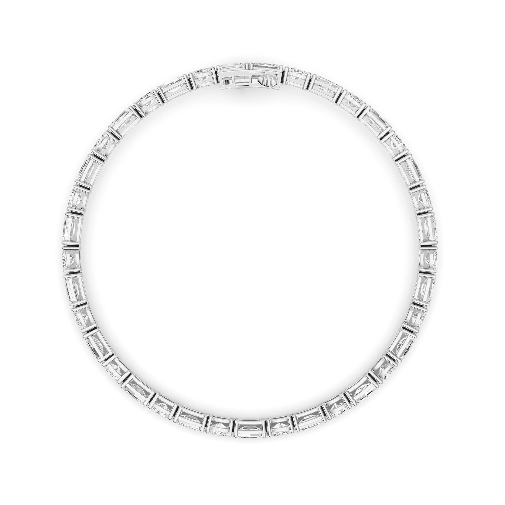 Emerald And Round Lab Grown Diamond (F/VS )Bracelet in 14K Gold