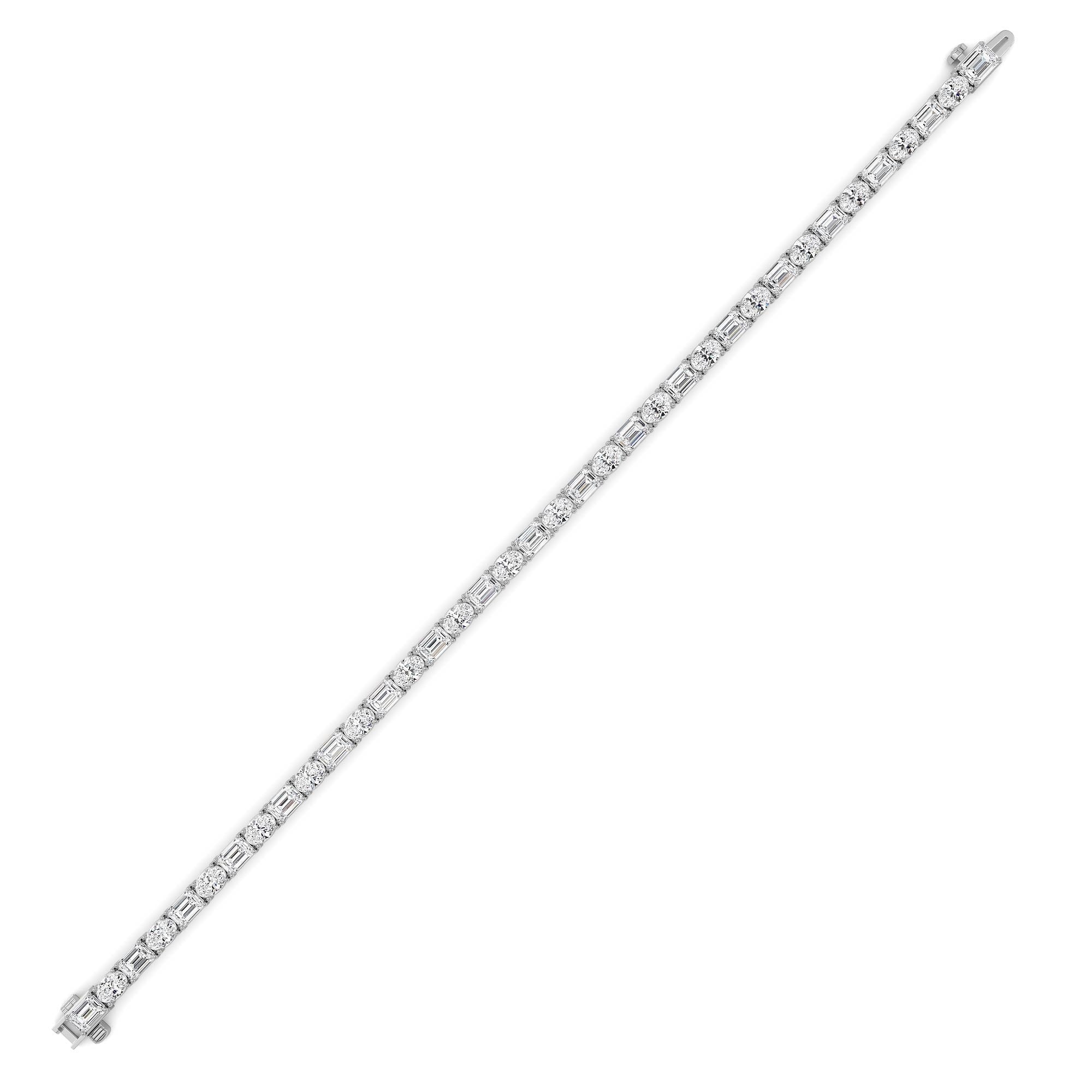 Emerald And Round Lab Grown Diamond (F/VS )Bracelet in 14K Gold