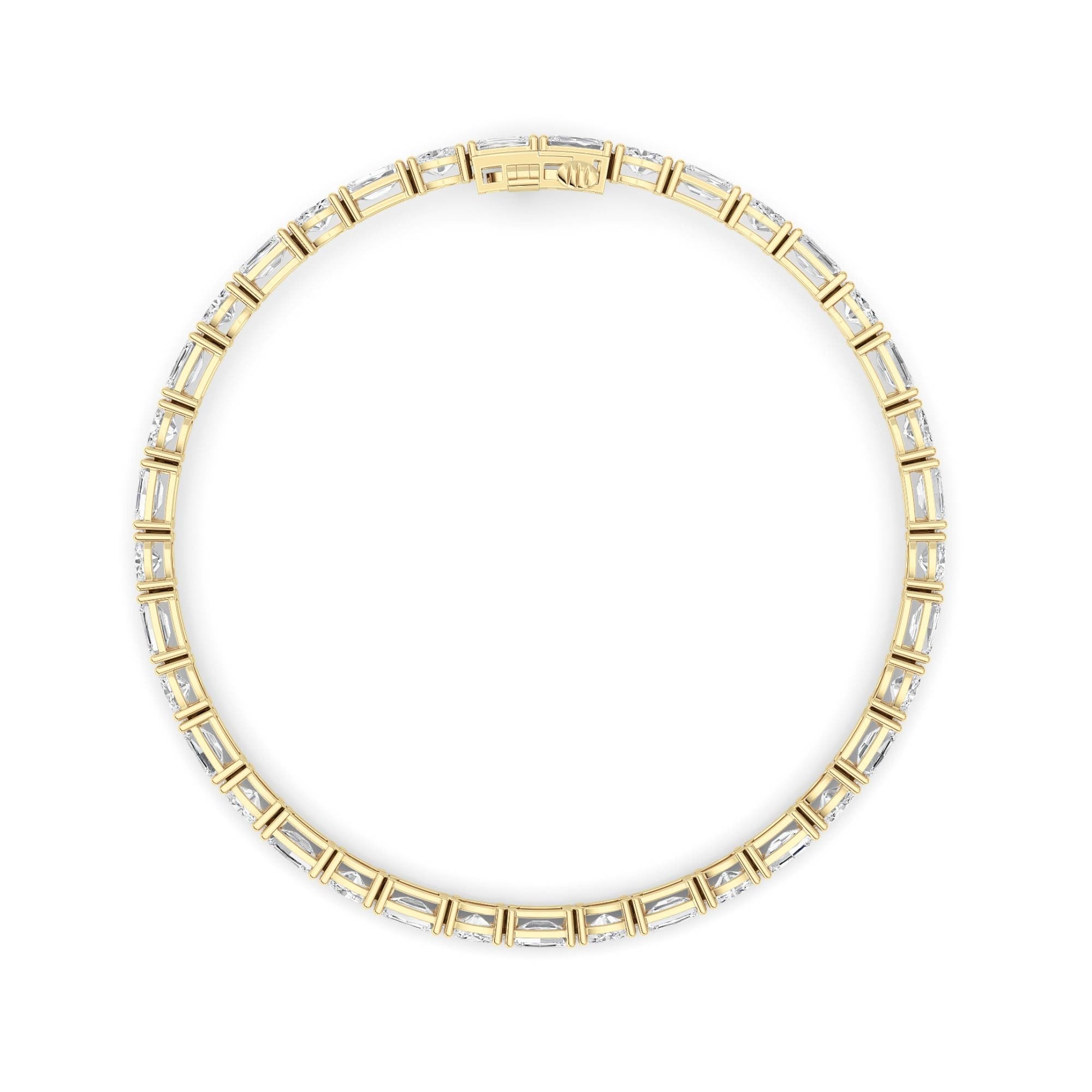 Emerald And Round Lab Grown Diamond (F/VS )Bracelet in 14K Gold