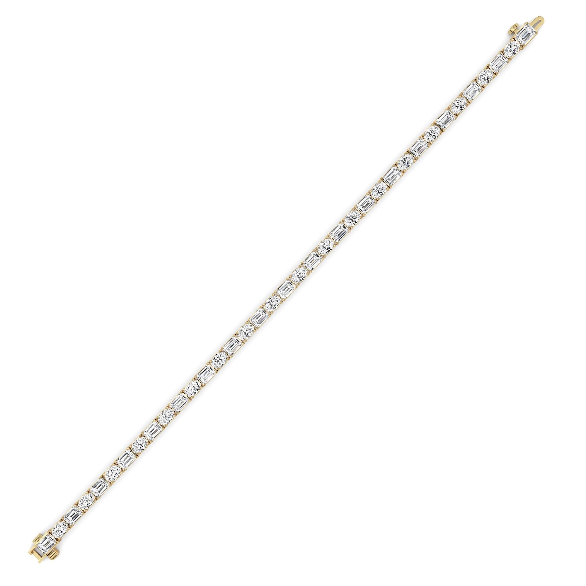 Emerald And Round Lab Grown Diamond (F/VS )Bracelet in 14K Gold