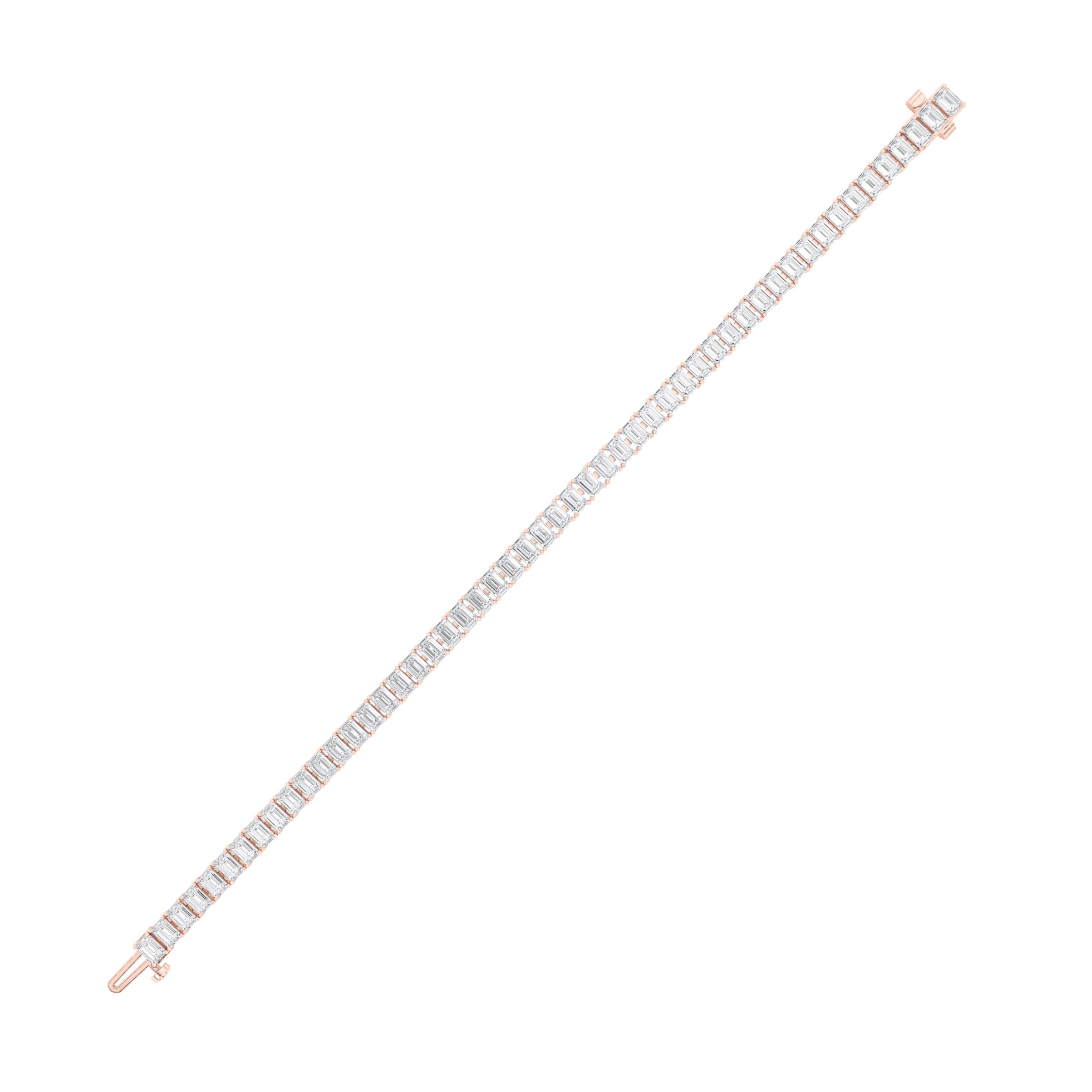 Emerald Shaped Lab Grown Diamond (F/VS) East West Line Bracelet in 14K Gold