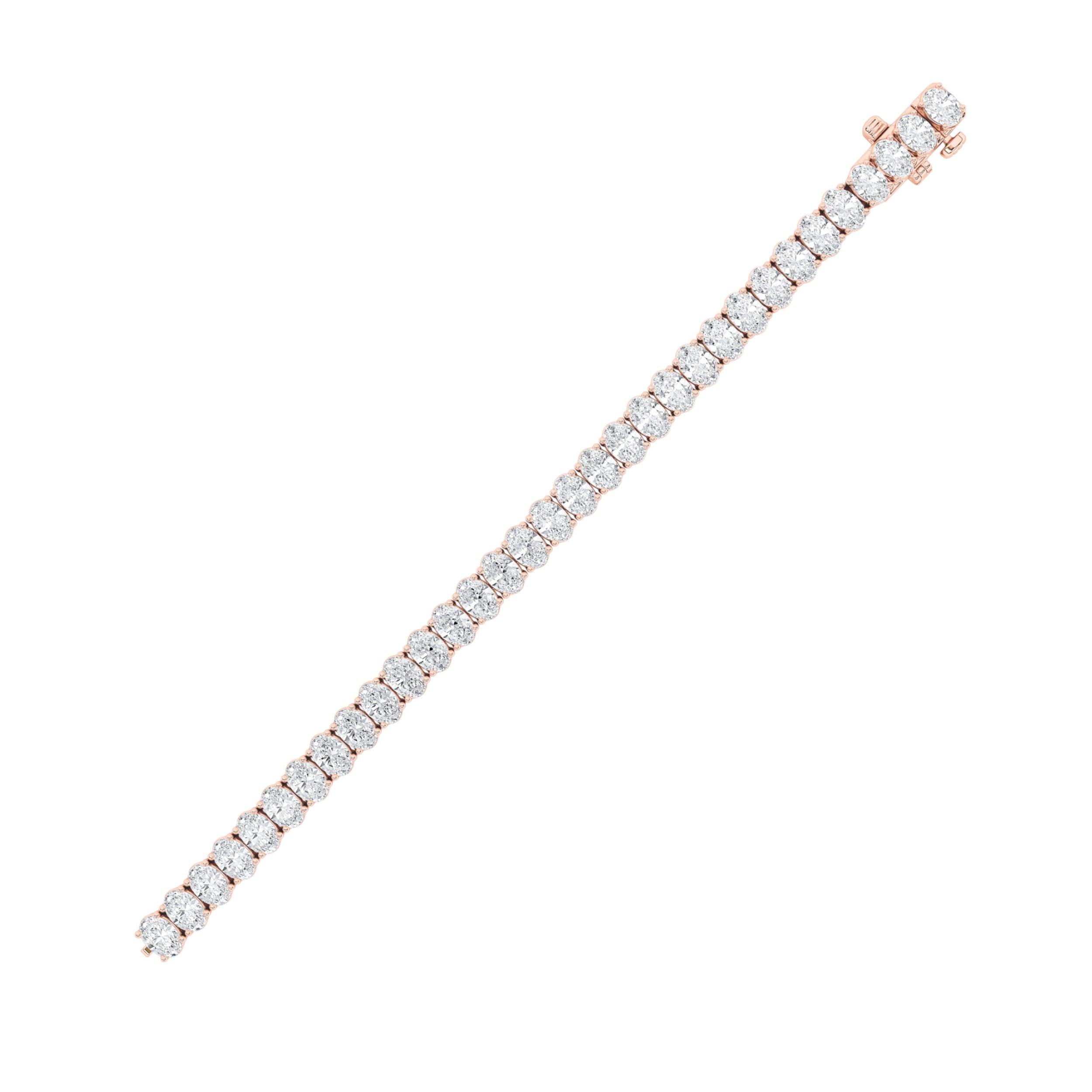 Oval Shaped Lab Diamond East West Line Bracelet in 14K Gold