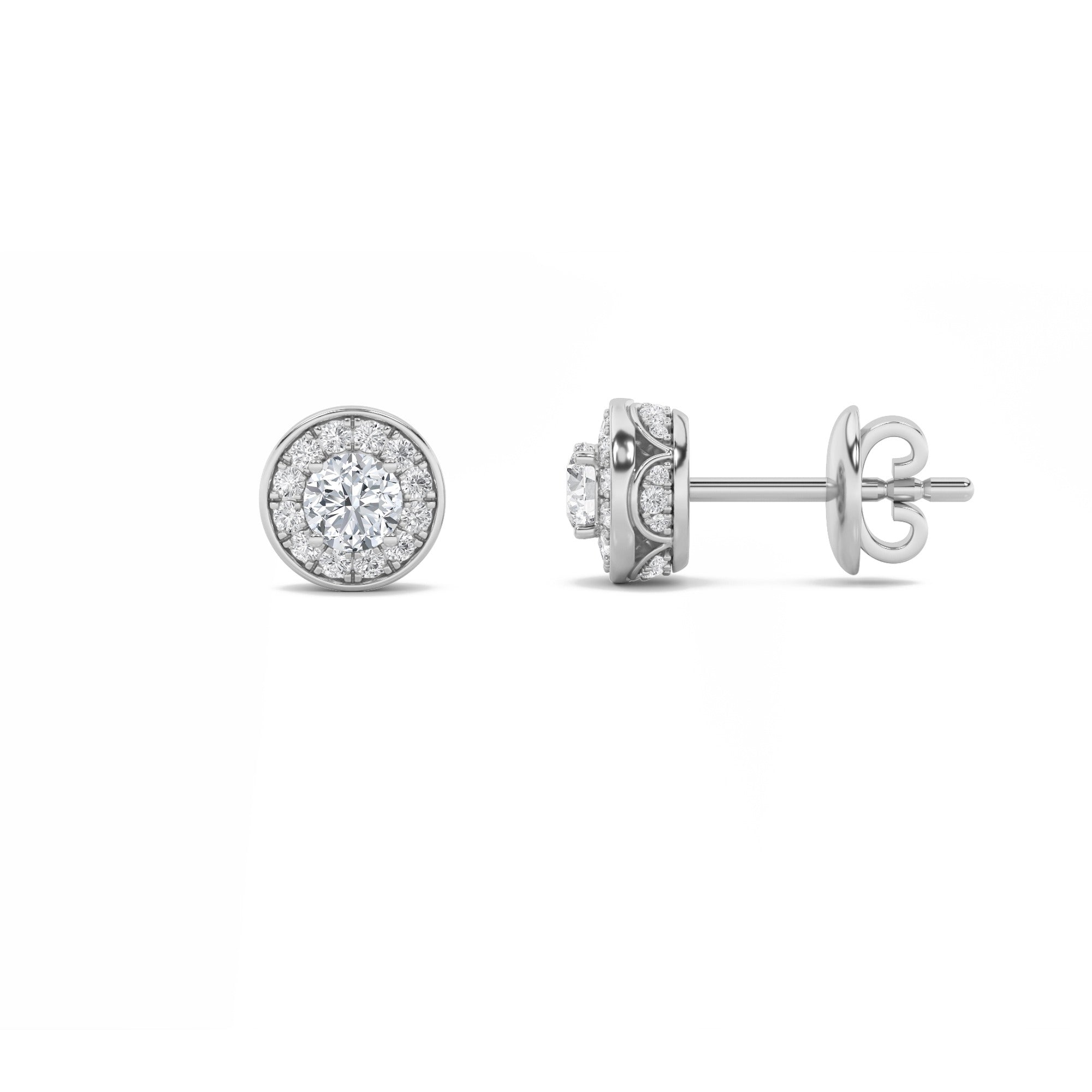 Lab Grown Diamond Round Halo Stud Earrings