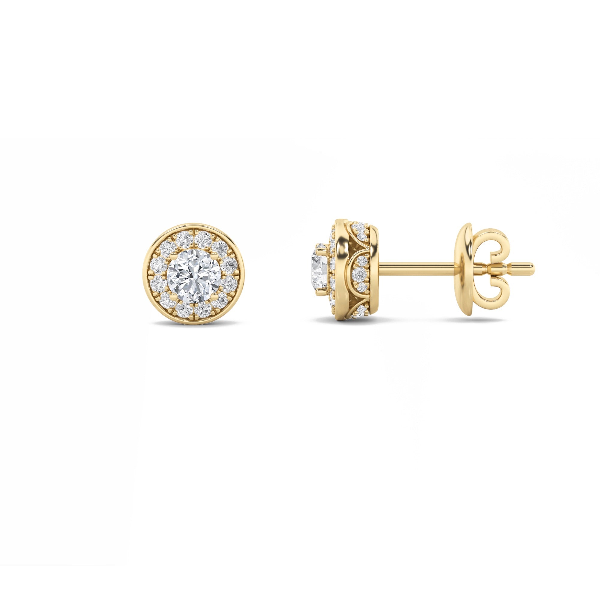 Lab Grown Round Diamond Halo Stud Earrings
