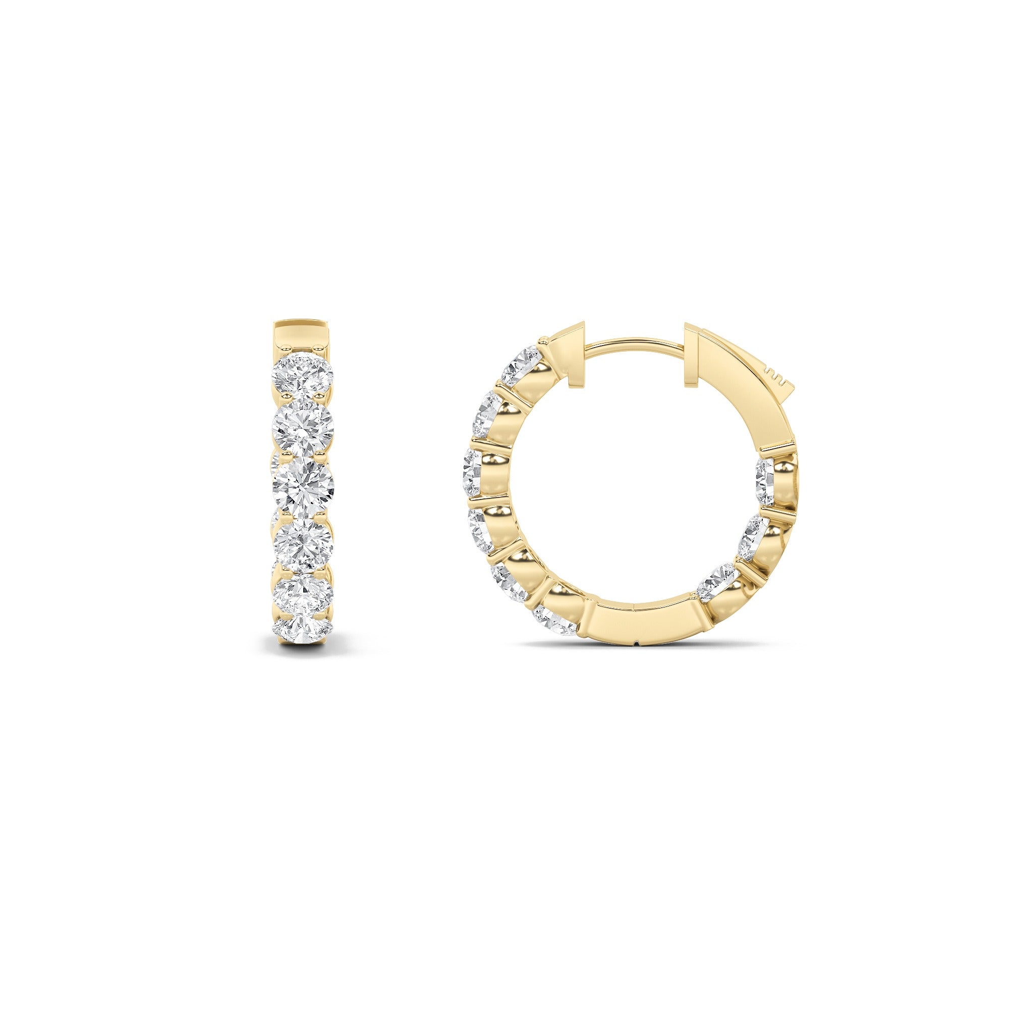 14K Yellow Gold Lab Grown Diamond Hoop Earrings 3ct