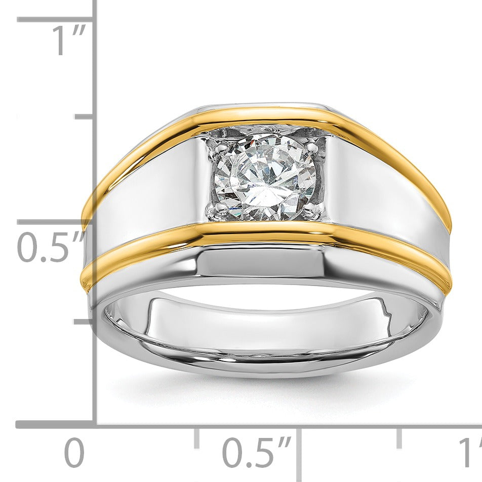 14k Two-tone 1 carat Lab Grown Diamond Men's Solitaire Ring