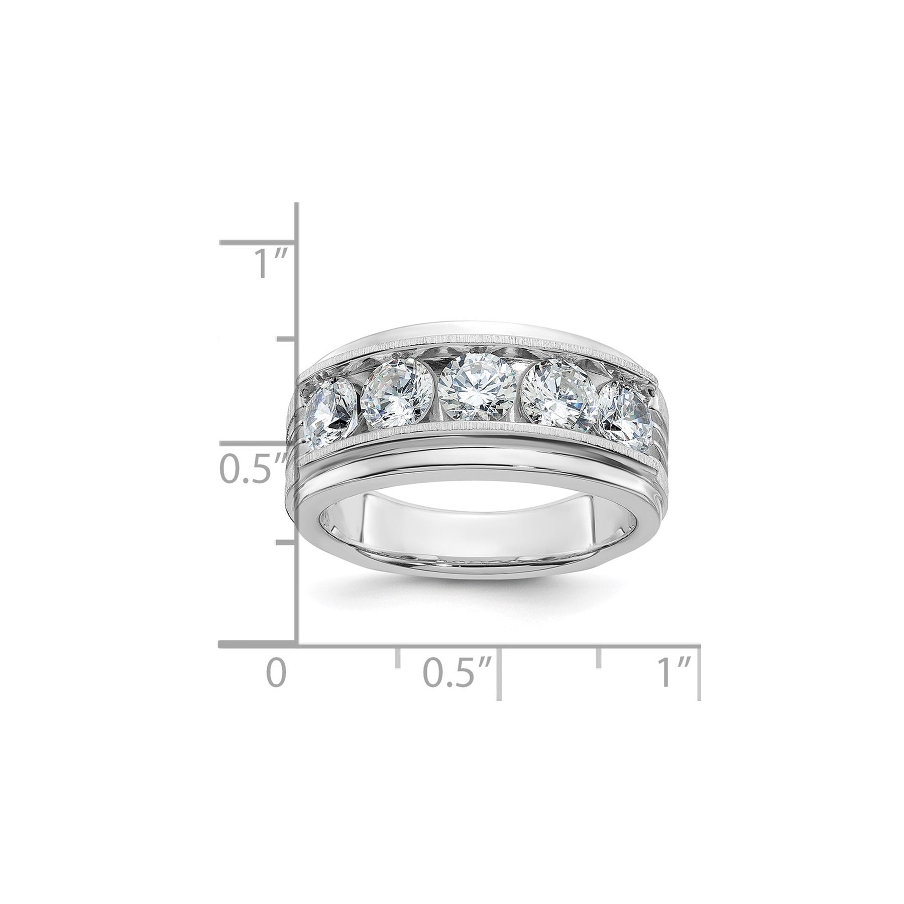 14k White Gold 2 carat Lab Grown Diamond Five Stone Men's Ring
