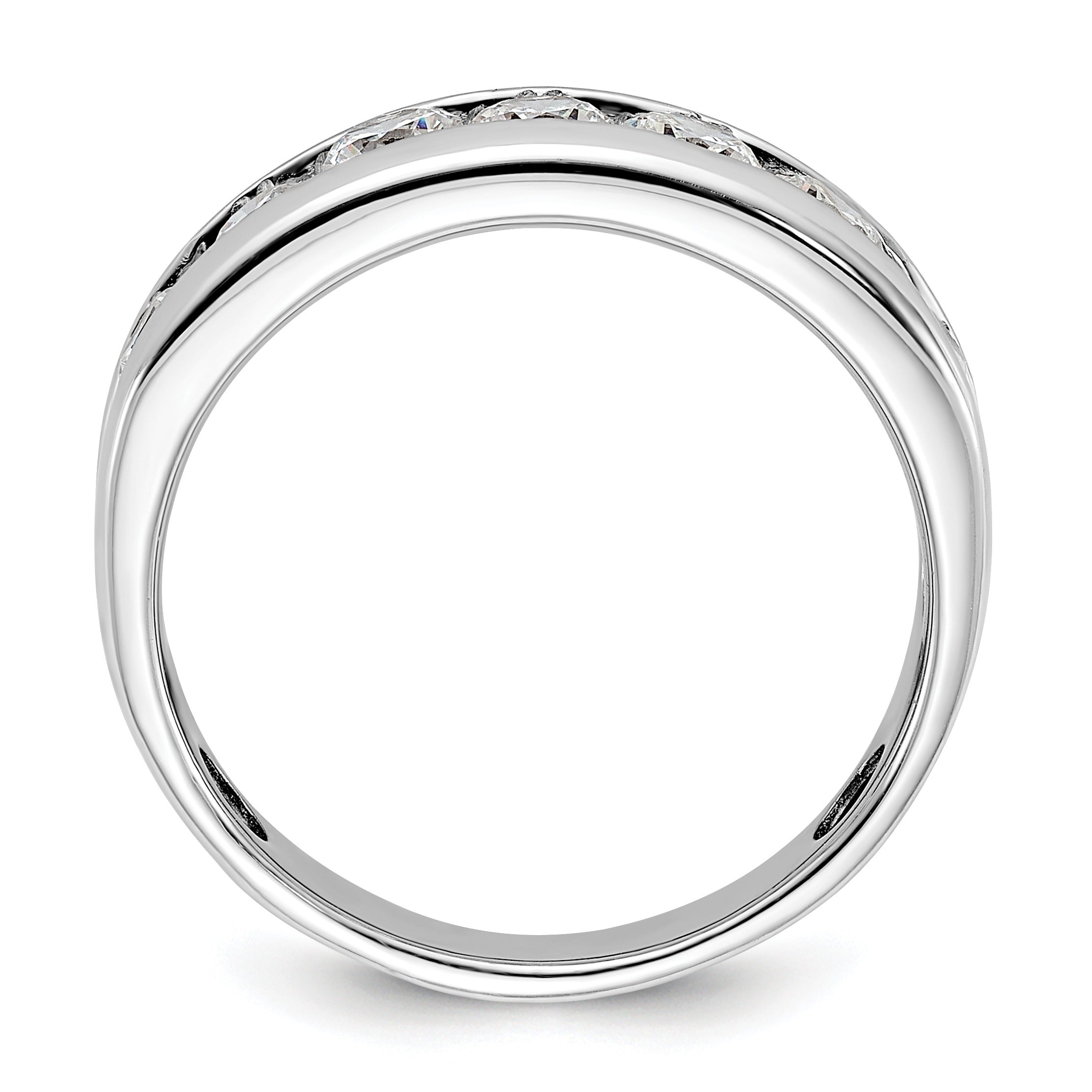 14k White Gold Seven Stone Men's Ring Mounting