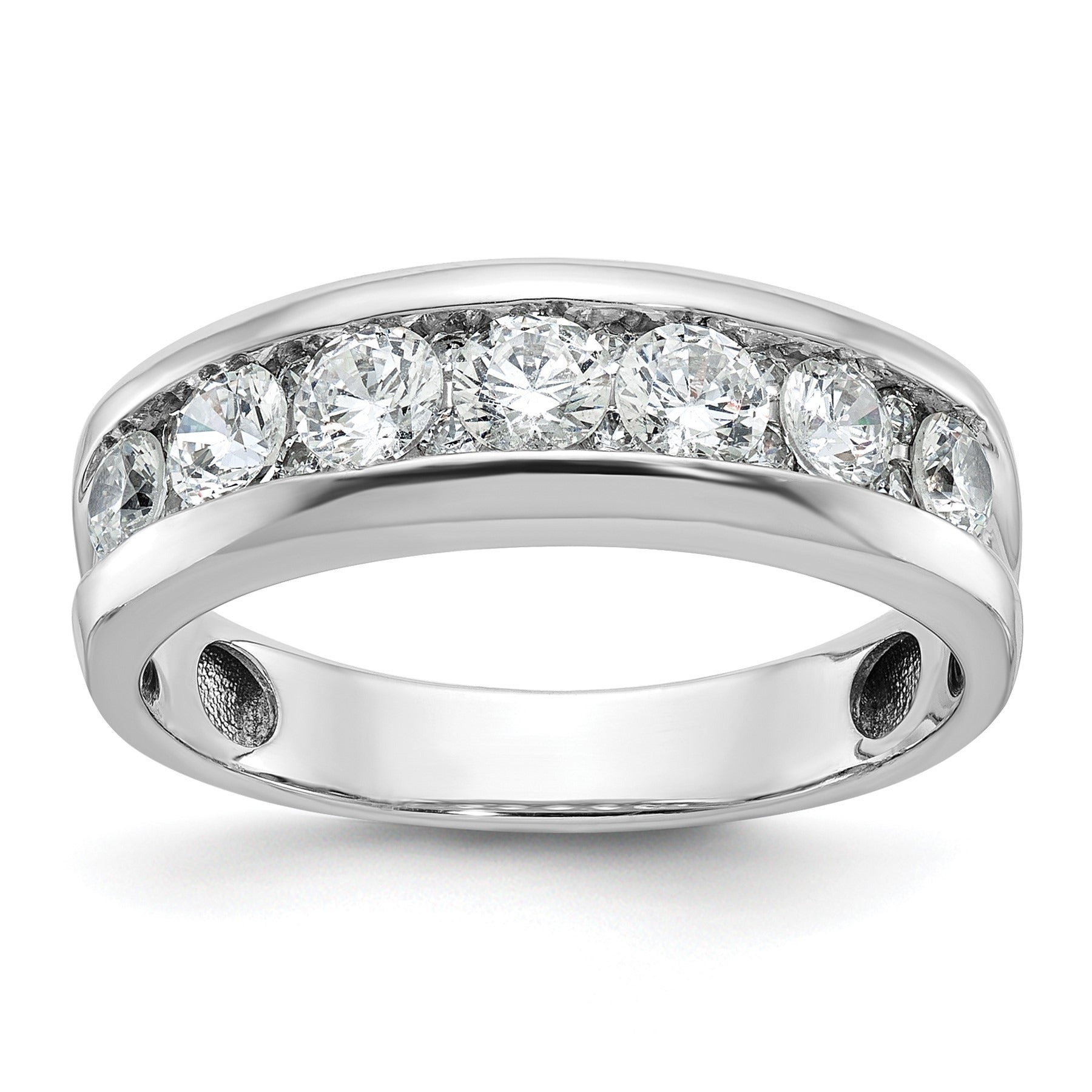 14k White Gold 1 carat Lab Grown Diamond Seven Stone Men's Ring