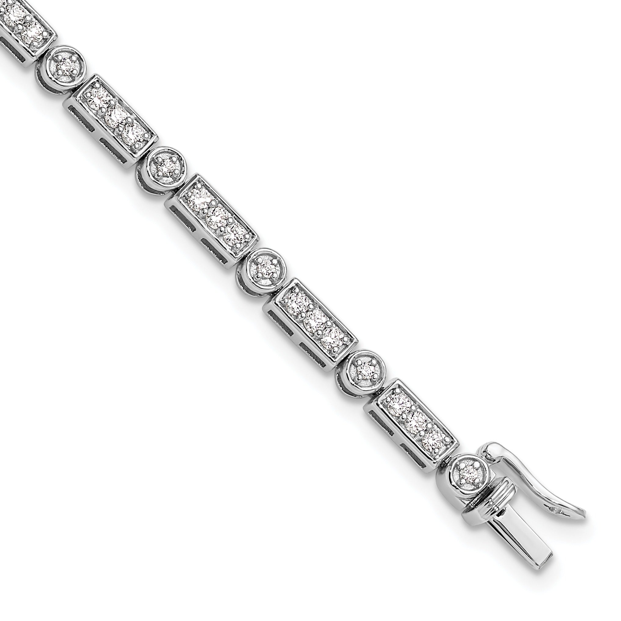 14k White Gold 1 3/8 carat Lab Diamond 7 inch Fancy Bracelet