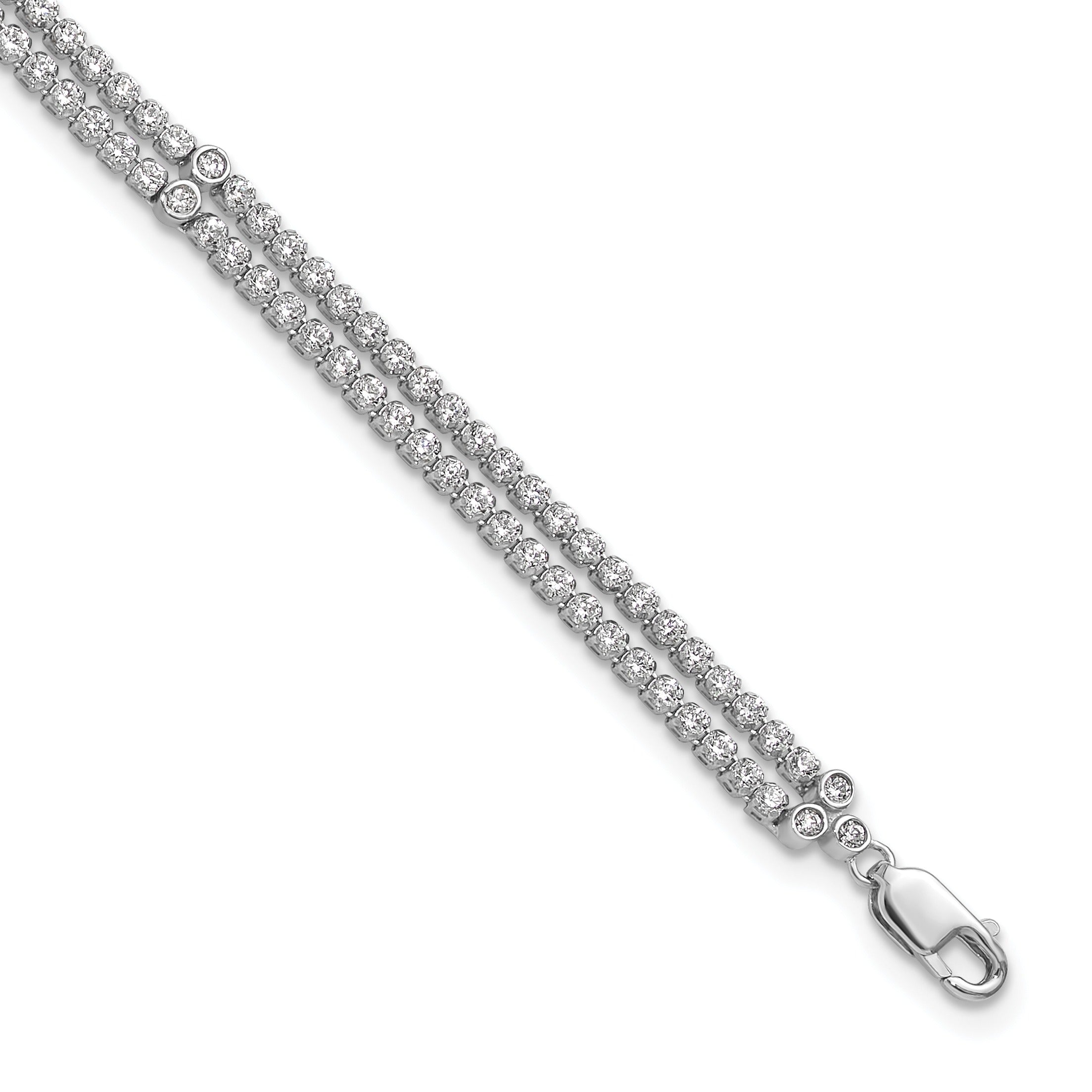 14k White Gold 2 3/4 carat Lab Grown Diamond Double Strand Extension Bracelet