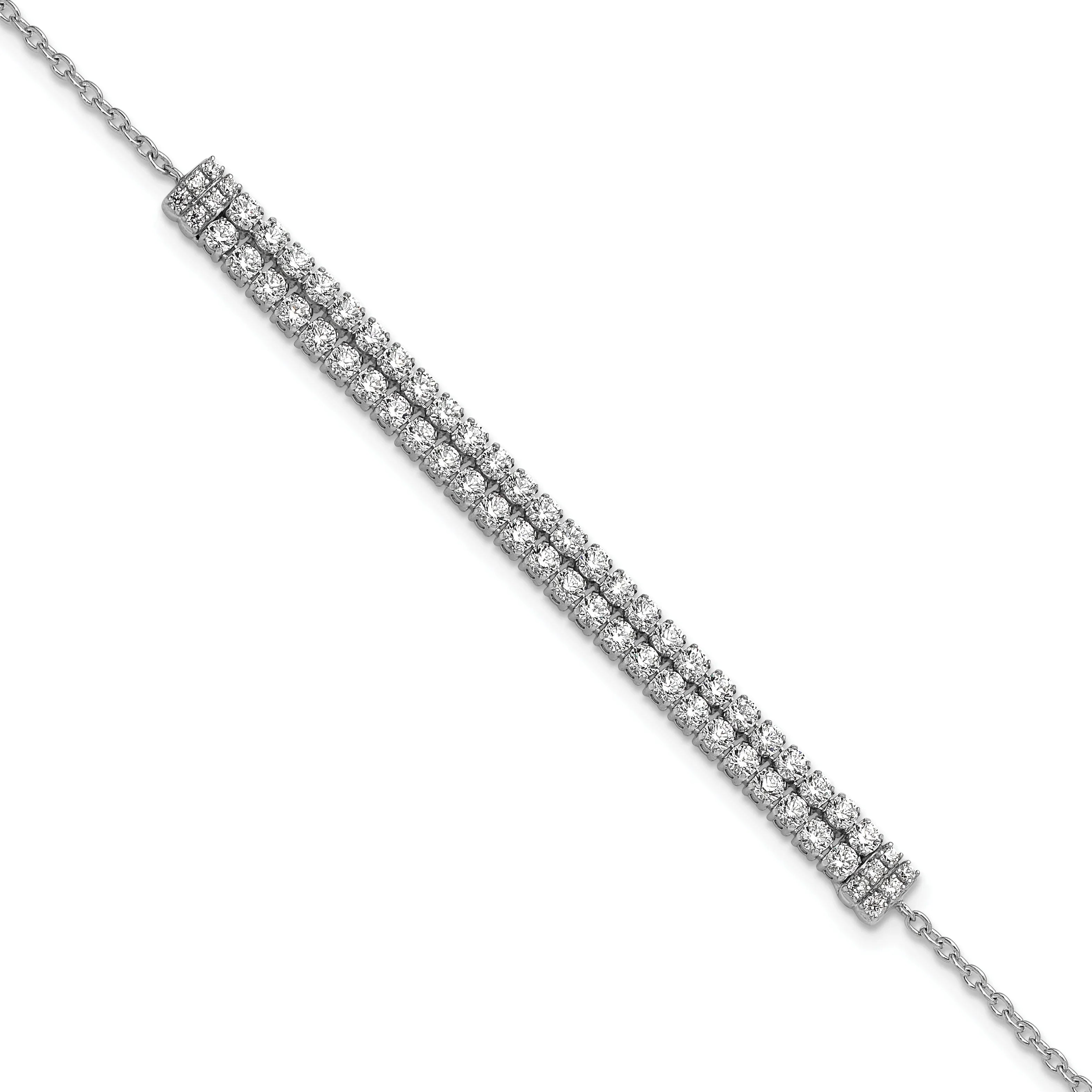 14k White Gold Lab Grown Diamond Tennis Extension Bolo Bracelet - Fine Diamond