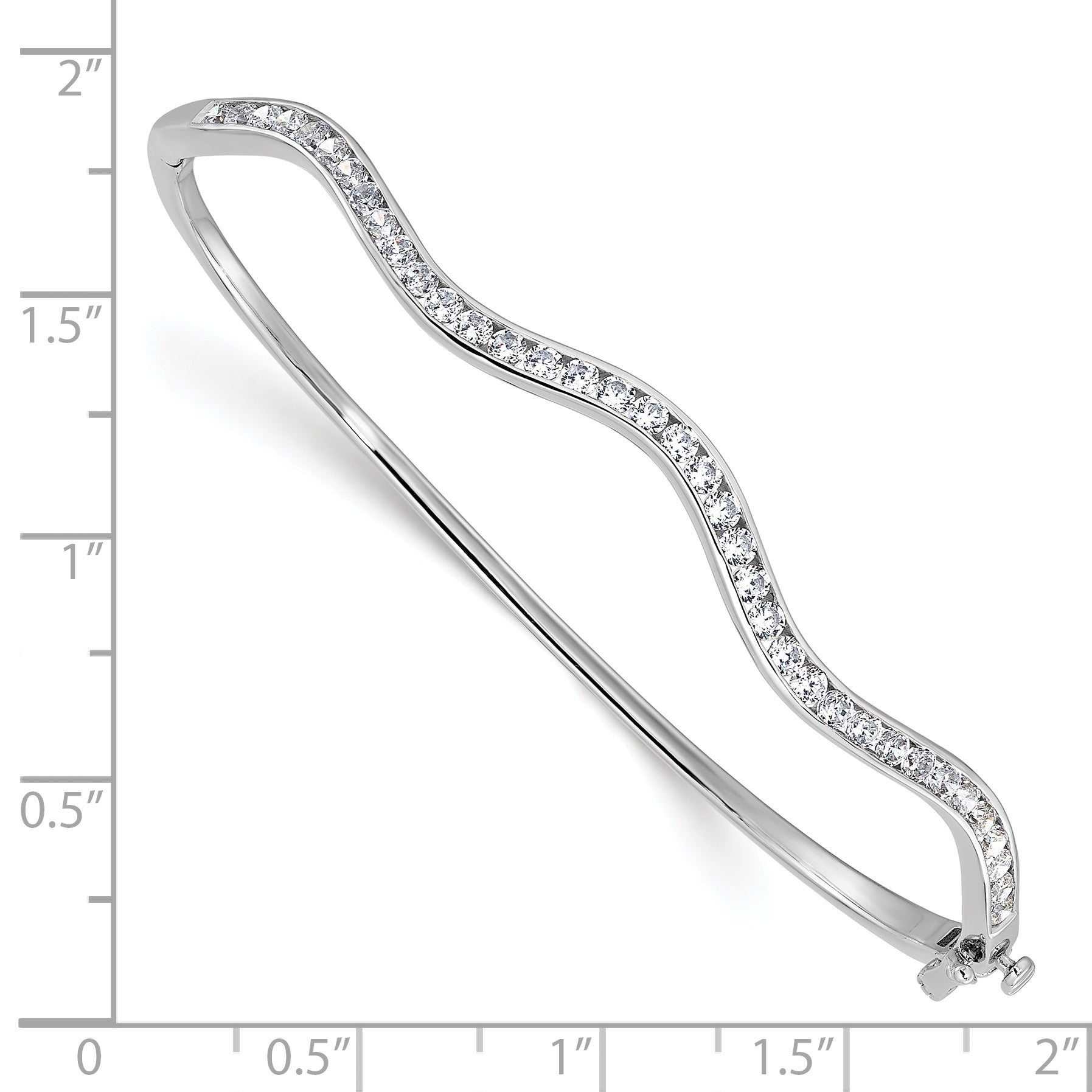 14k White Gold Lab Grown Diamond Wavy Bangle Bracelet