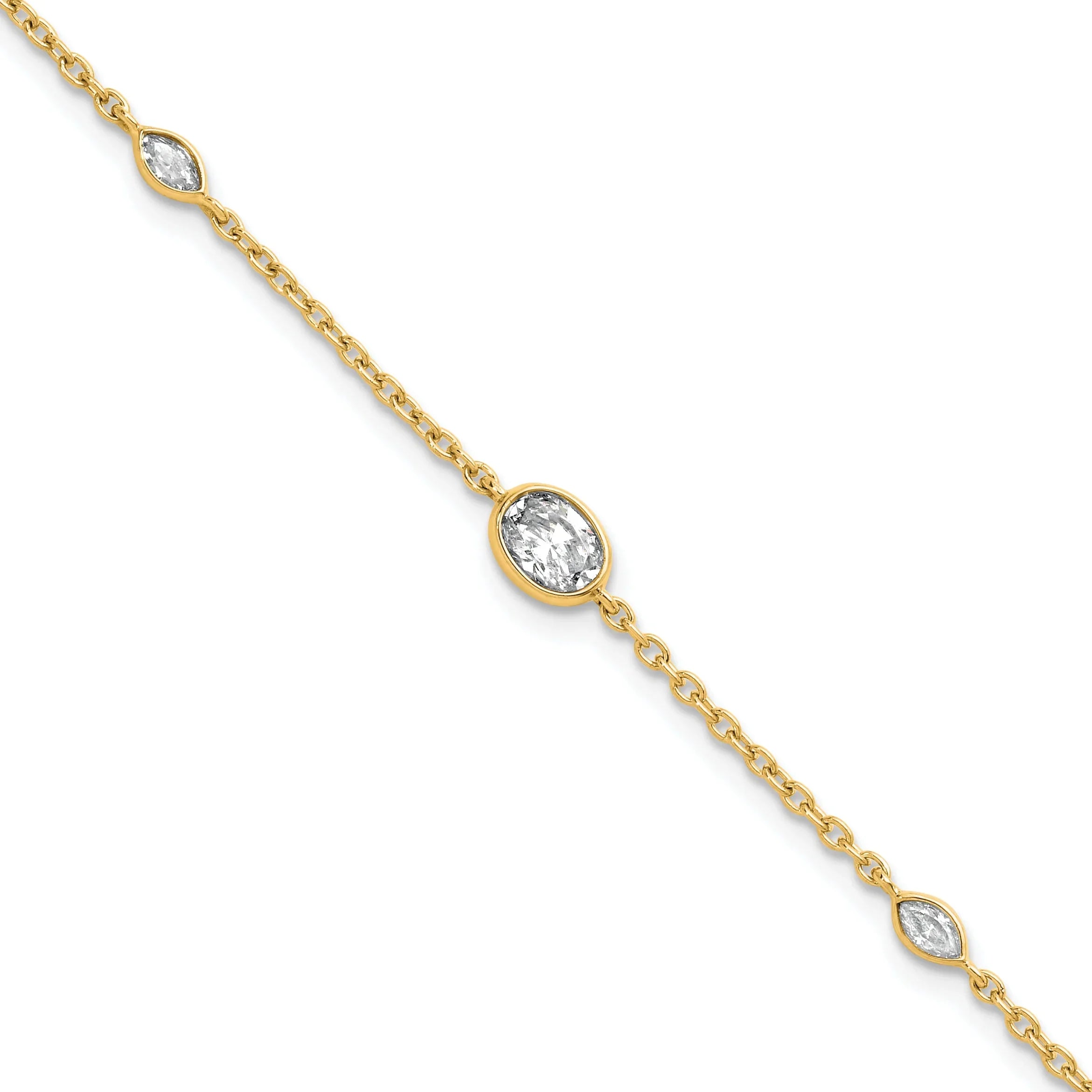 14K Yellow Gold Lab Diamond Extension Station Bolo Bracelet - Fine Diamond