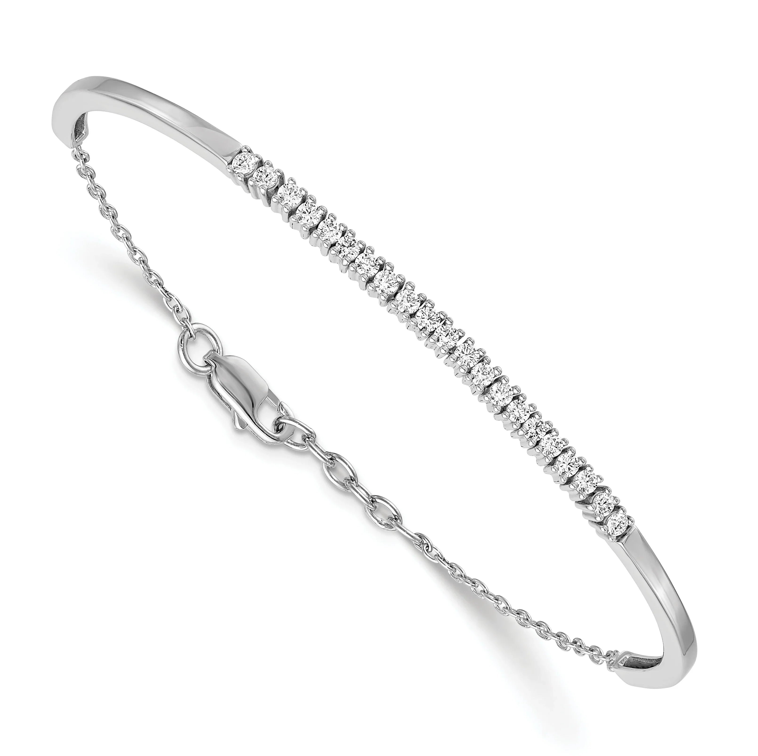 14k White Gold Lab Grown Diamond Bangle Bracelet - Fine Diamond