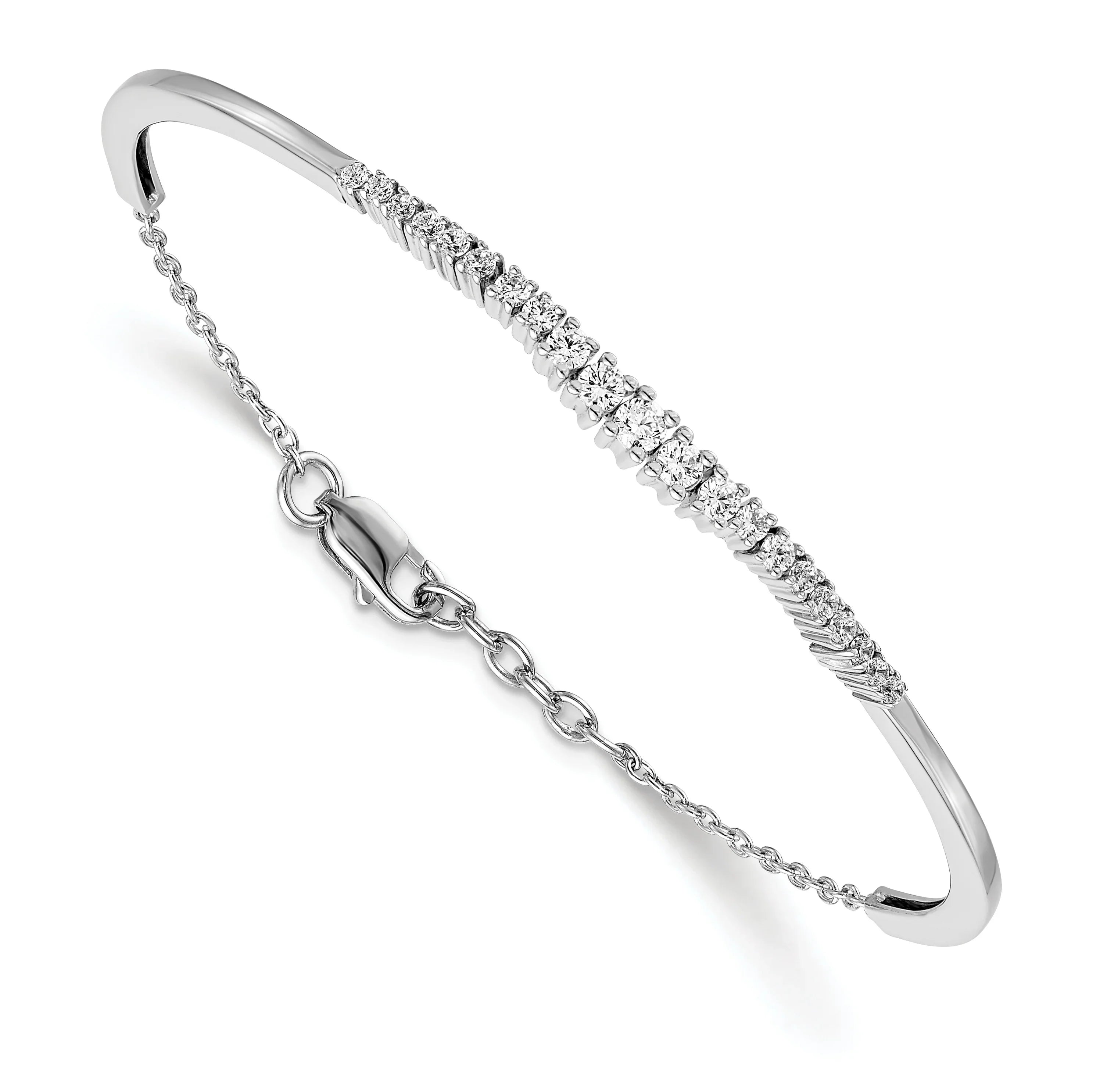 14k Gold Lab Grown Diamond Graduated Bangle Bracelet - Fine Diamond