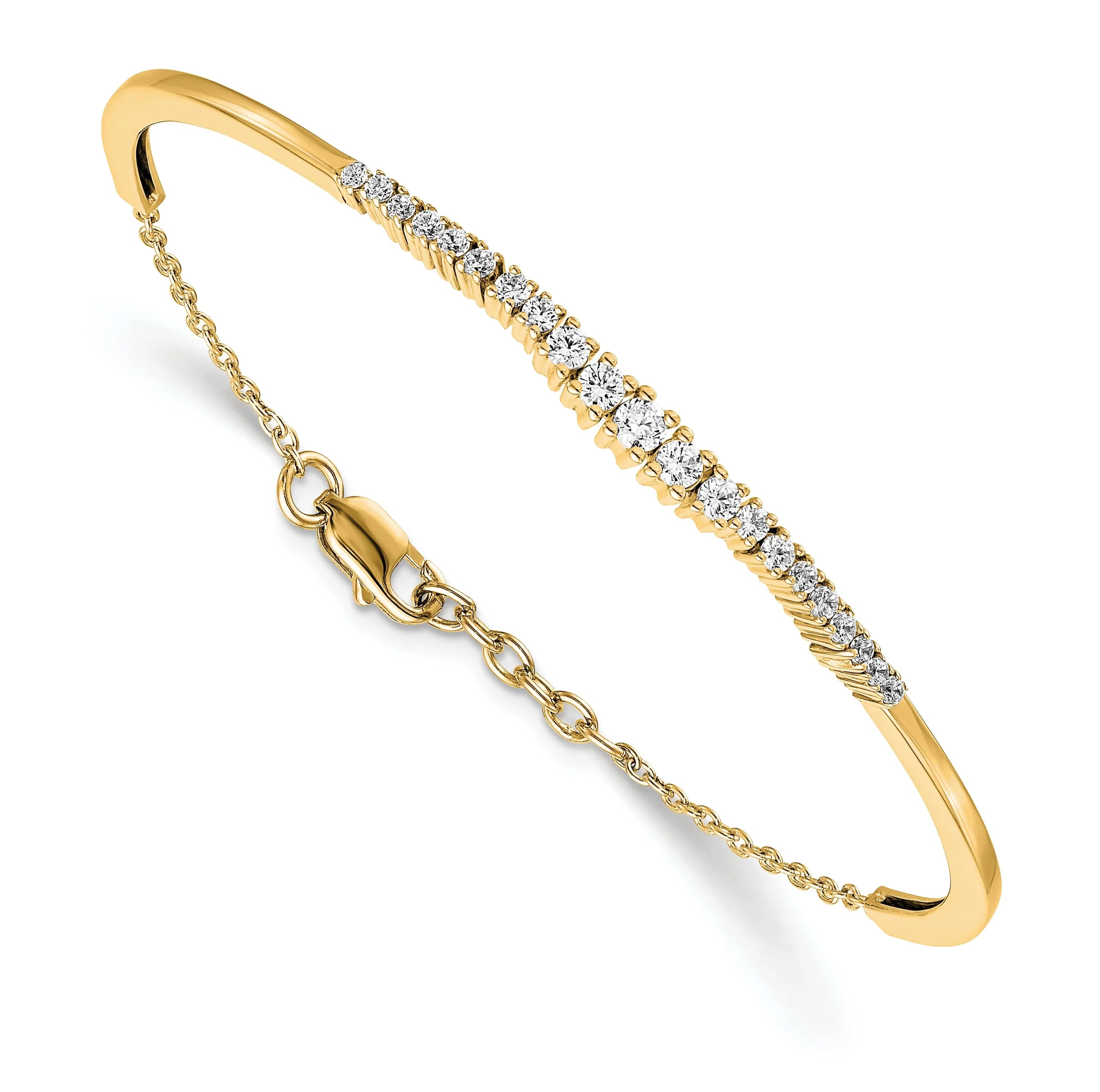 14k Gold Lab Grown Diamond Graduated Bangle Bracelet - Fine Diamond