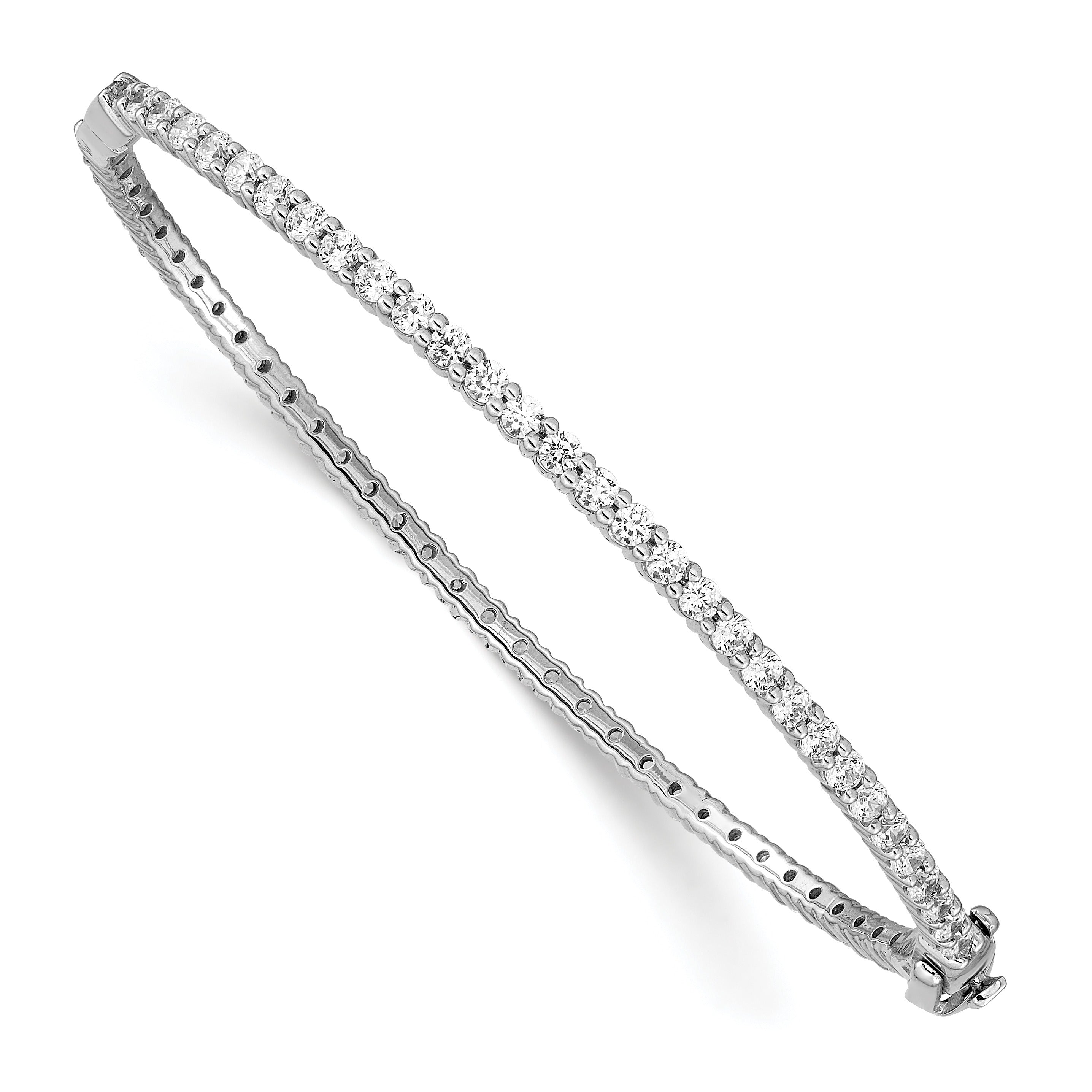 14k White Gold 1/2 Carat Lab Diamond Eternity Bangle Bracelet