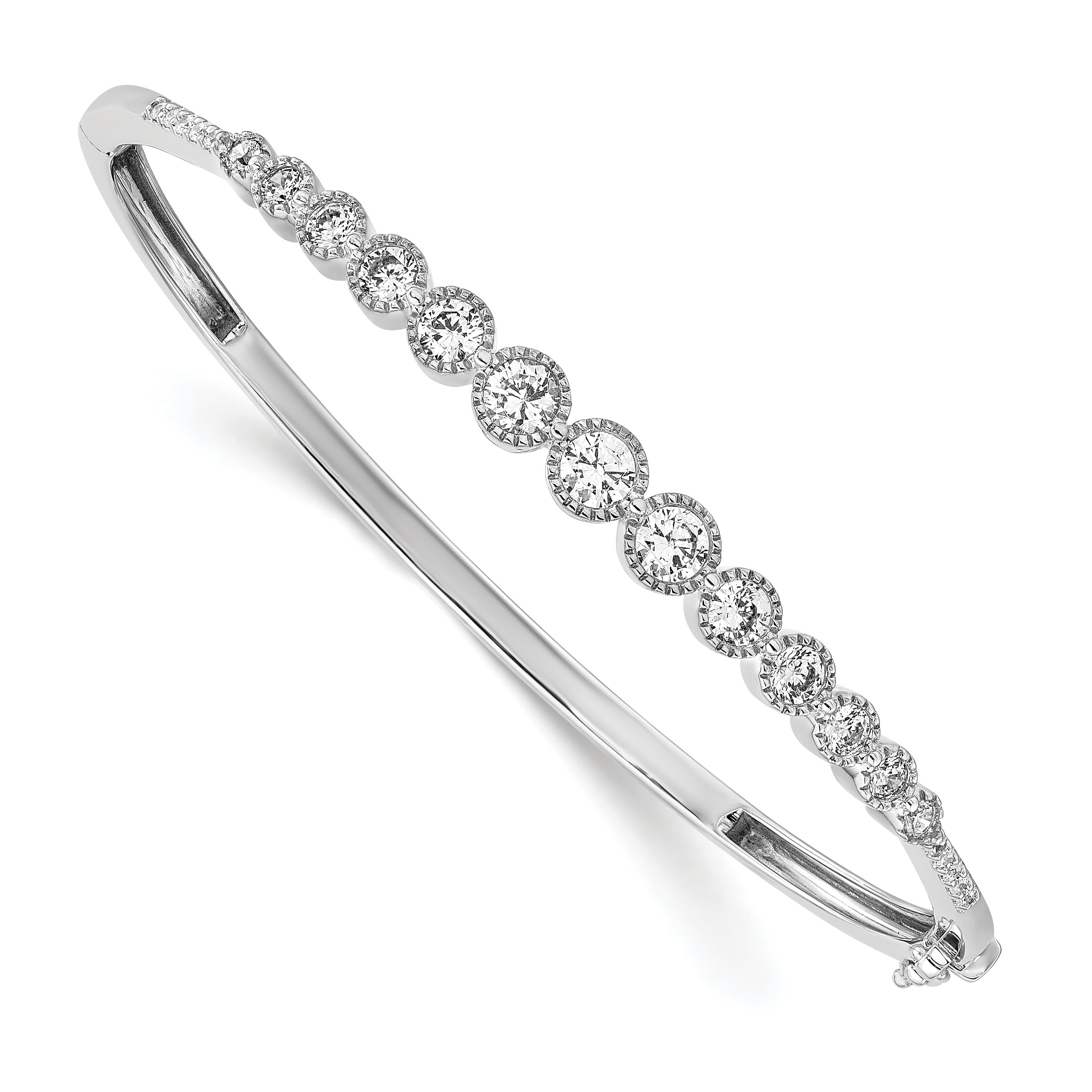 14k White Gold 1 1/2 carat Lab Grown Diamond Bangle Bracelet