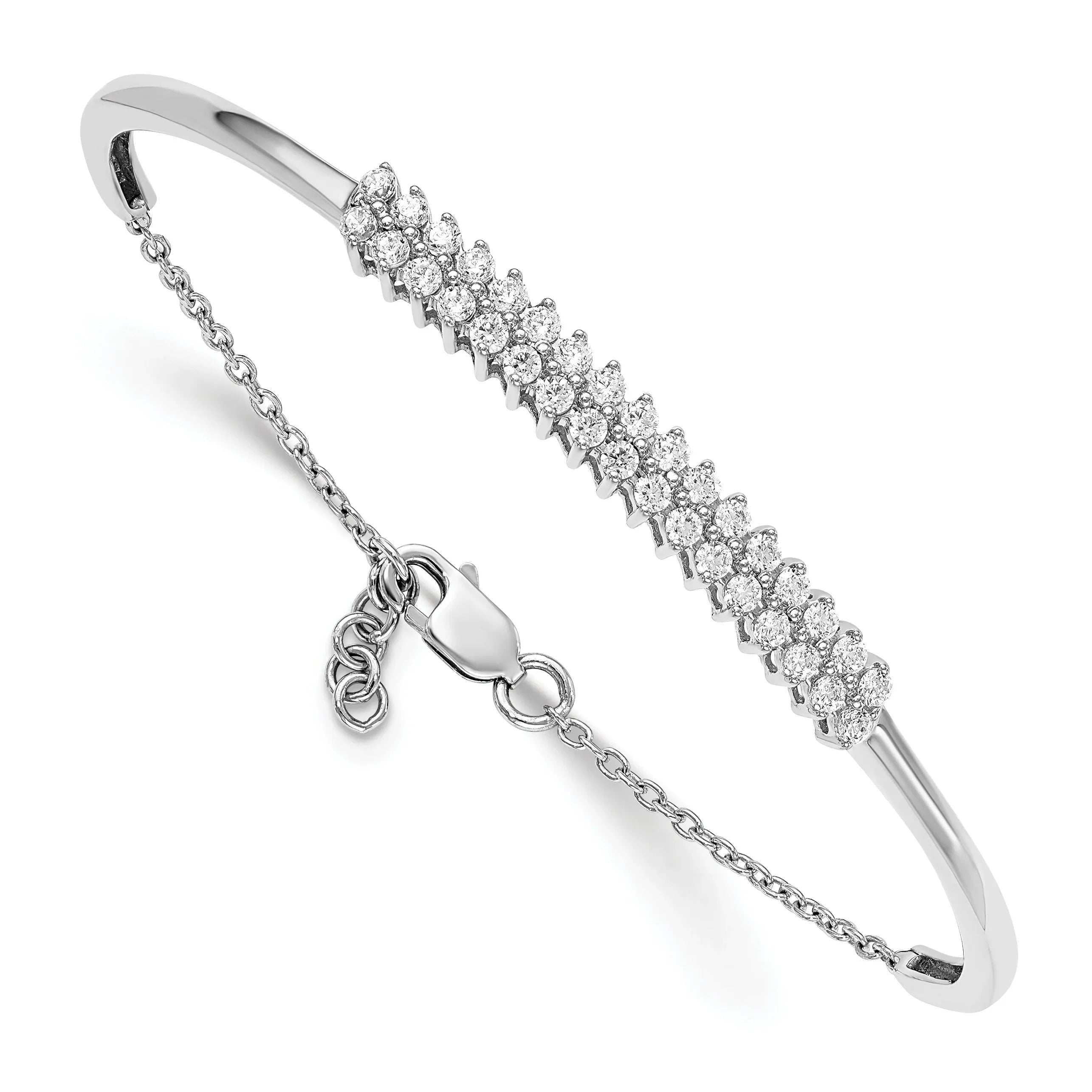 14k White Gold Lab Grown Diamond Bangle Bracelet - Fine Diamond